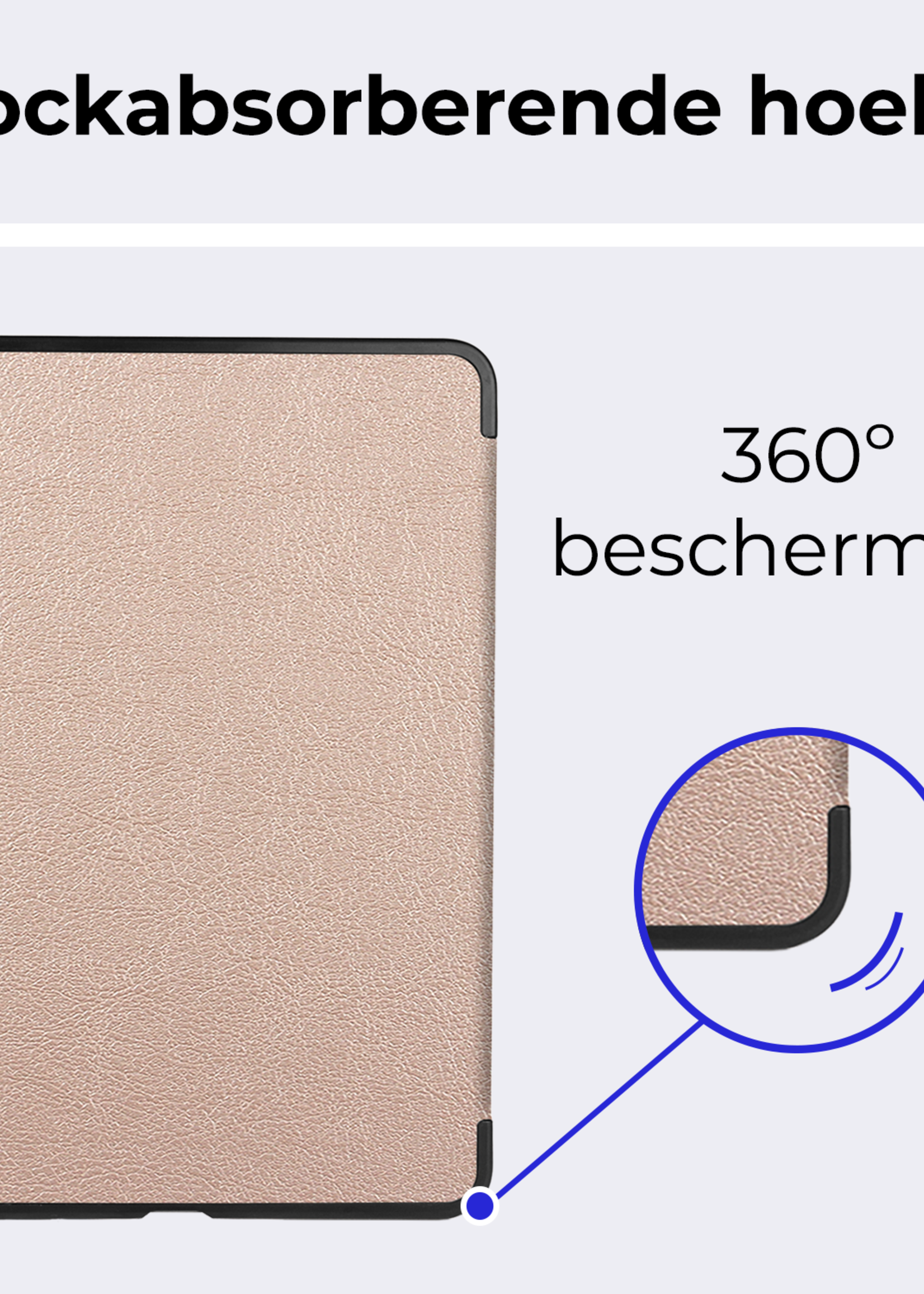 BTH Hoes Geschikt voor iPad Air 6 (11 inch) Hoes Book Case Hoesje Trifold Cover Met Screenprotector - Hoesje Geschikt voor iPad Air 2024 (11 inch) Hoesje Bookcase - Goud