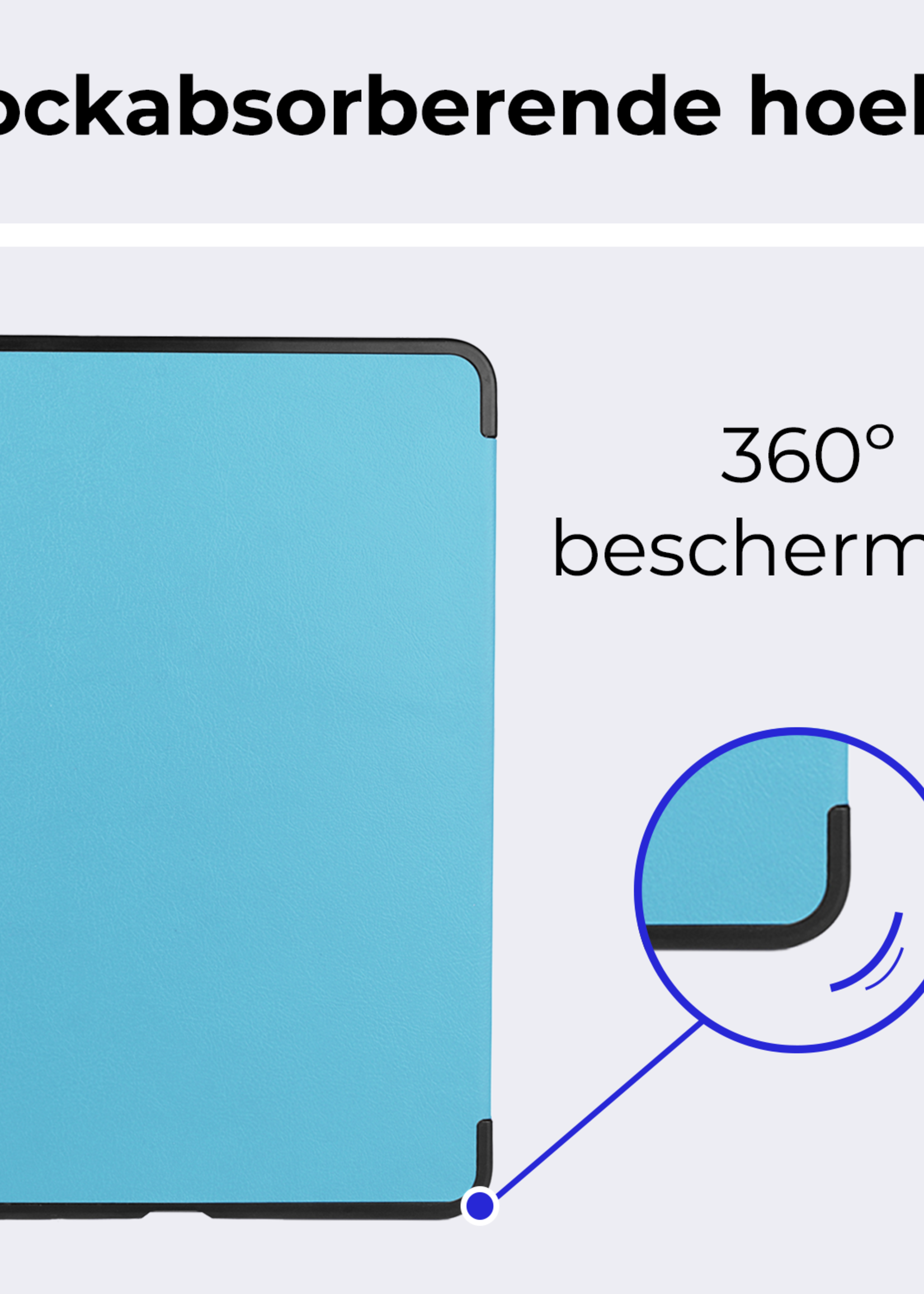 BTH Hoes Geschikt voor iPad Air 6 (11 inch) Hoes Book Case Hoesje Trifold Cover Met Screenprotector - Hoesje Geschikt voor iPad Air 2024 (11 inch) Hoesje Bookcase - Lichtblauw
