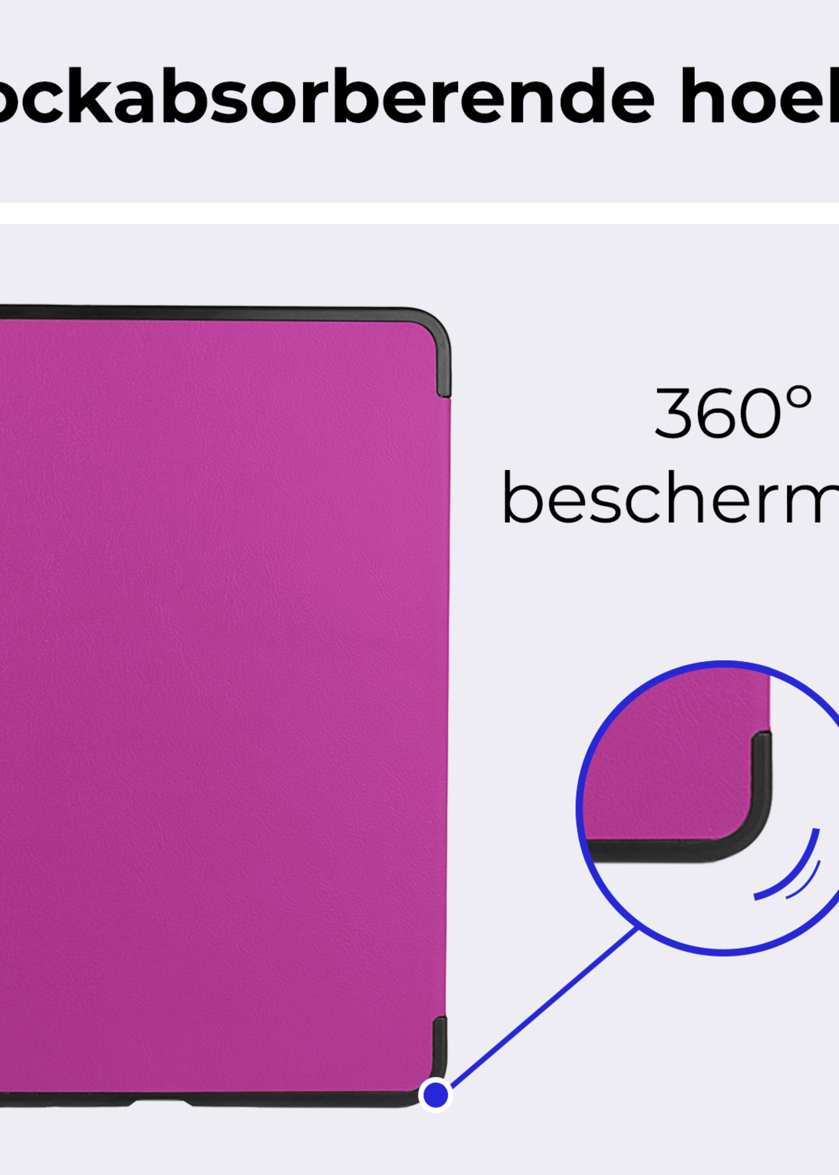 BTH Hoes Geschikt voor iPad Air 6 (11 inch) Hoes Book Case Hoesje Trifold Cover Met Screenprotector - Hoesje Geschikt voor iPad Air 2024 (11 inch) Hoesje Bookcase - Paars