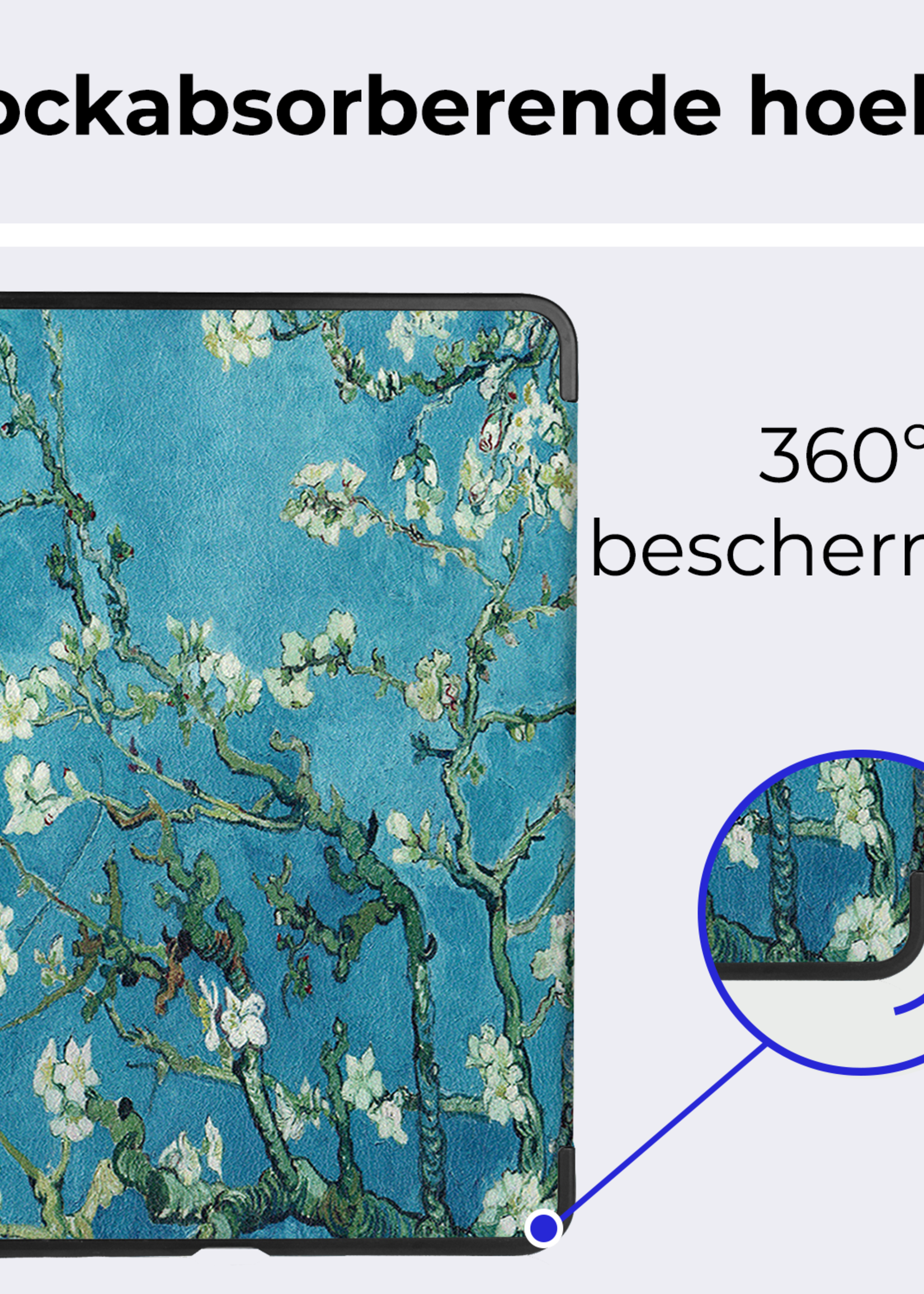 BTH Hoes Geschikt voor iPad Air 6 (11 inch) Hoes Book Case Hoesje Trifold Cover Met Uitsparing Geschikt voor Apple Pencil Met Screenprotector - Hoesje Geschikt voor iPad Air 2024 (11 inch) Hoesje Bookcase - Bloesem