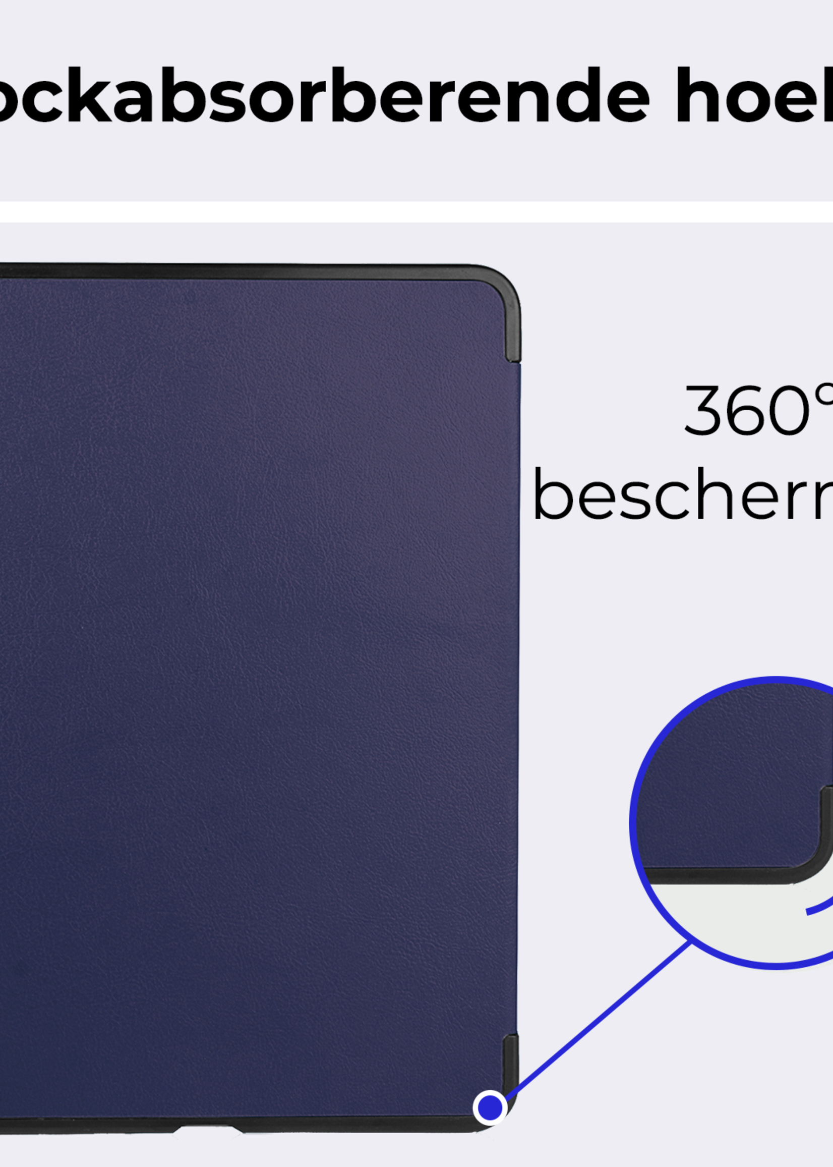 BTH Hoes Geschikt voor iPad Air 6 (11 inch) Hoes Book Case Hoesje Trifold Cover Met Uitsparing Geschikt voor Apple Pencil Met Screenprotector - Hoesje Geschikt voor iPad Air 2024 (11 inch) Hoesje Bookcase - Donkerblauw