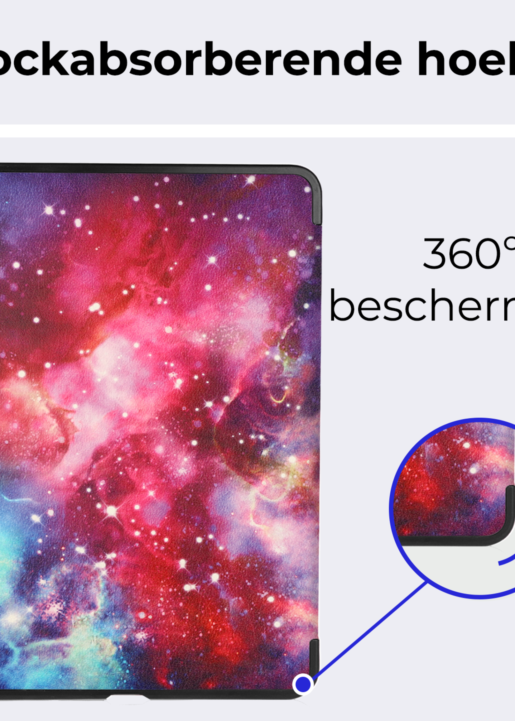 BTH Hoes Geschikt voor iPad Air 6 (11 inch) Hoes Book Case Hoesje Trifold Cover Met Uitsparing Geschikt voor Apple Pencil Met Screenprotector - Hoesje Geschikt voor iPad Air 2024 (11 inch) Hoesje Bookcase - Galaxy