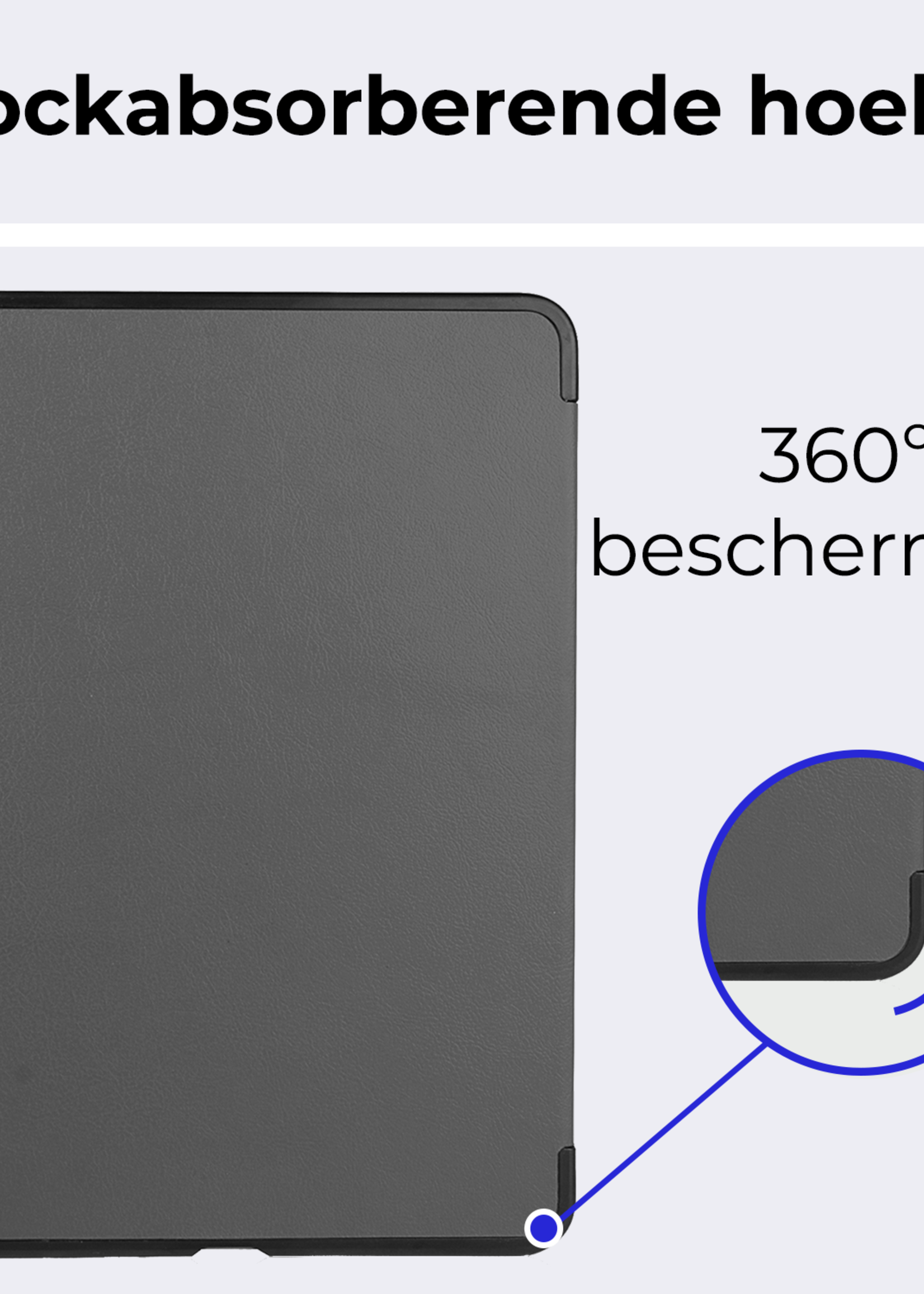 BTH Hoes Geschikt voor iPad Air 6 (11 inch) Hoes Book Case Hoesje Trifold Cover Met Uitsparing Geschikt voor Apple Pencil Met Screenprotector - Hoesje Geschikt voor iPad Air 2024 (11 inch) Hoesje Bookcase - Grijs