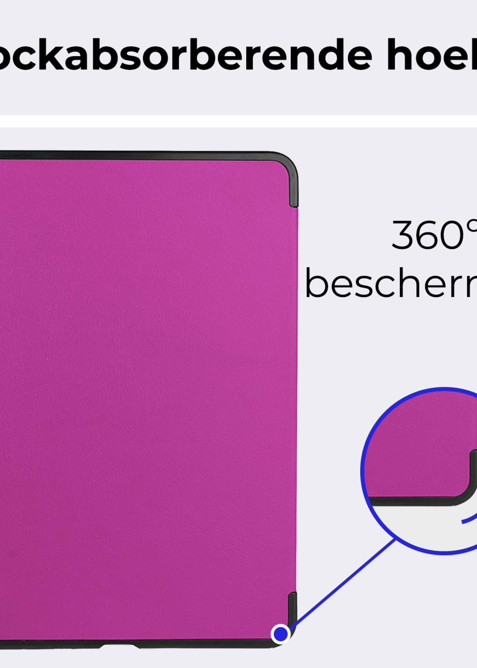 BTH Hoes Geschikt voor iPad Air 6 (11 inch) Hoes Book Case Hoesje Trifold Cover Met Uitsparing Geschikt voor Apple Pencil Met Screenprotector - Hoesje Geschikt voor iPad Air 2024 (11 inch) Hoesje Bookcase - Paars