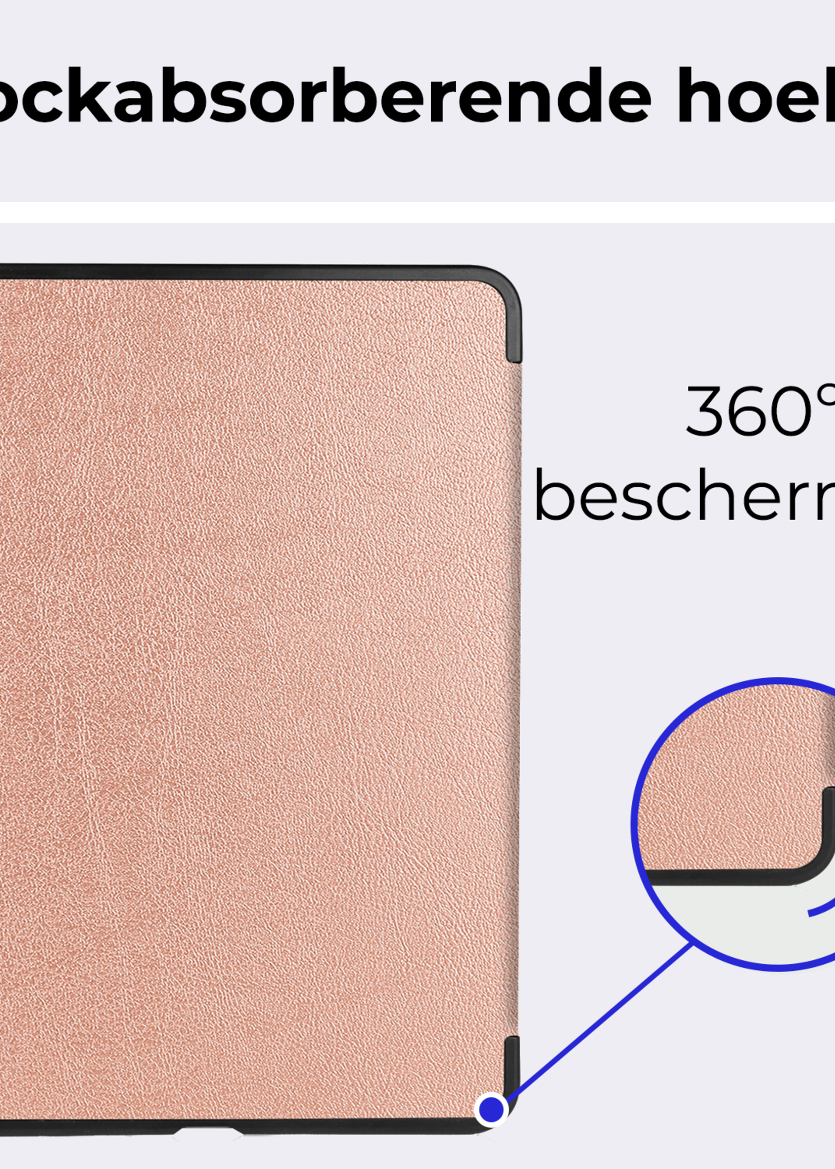 BTH Hoes Geschikt voor iPad Air 6 (11 inch) Hoes Book Case Hoesje Trifold Cover Met Uitsparing Geschikt voor Apple Pencil Met Screenprotector - Hoesje Geschikt voor iPad Air 2024 (11 inch) Hoesje Bookcase - Rosé goud