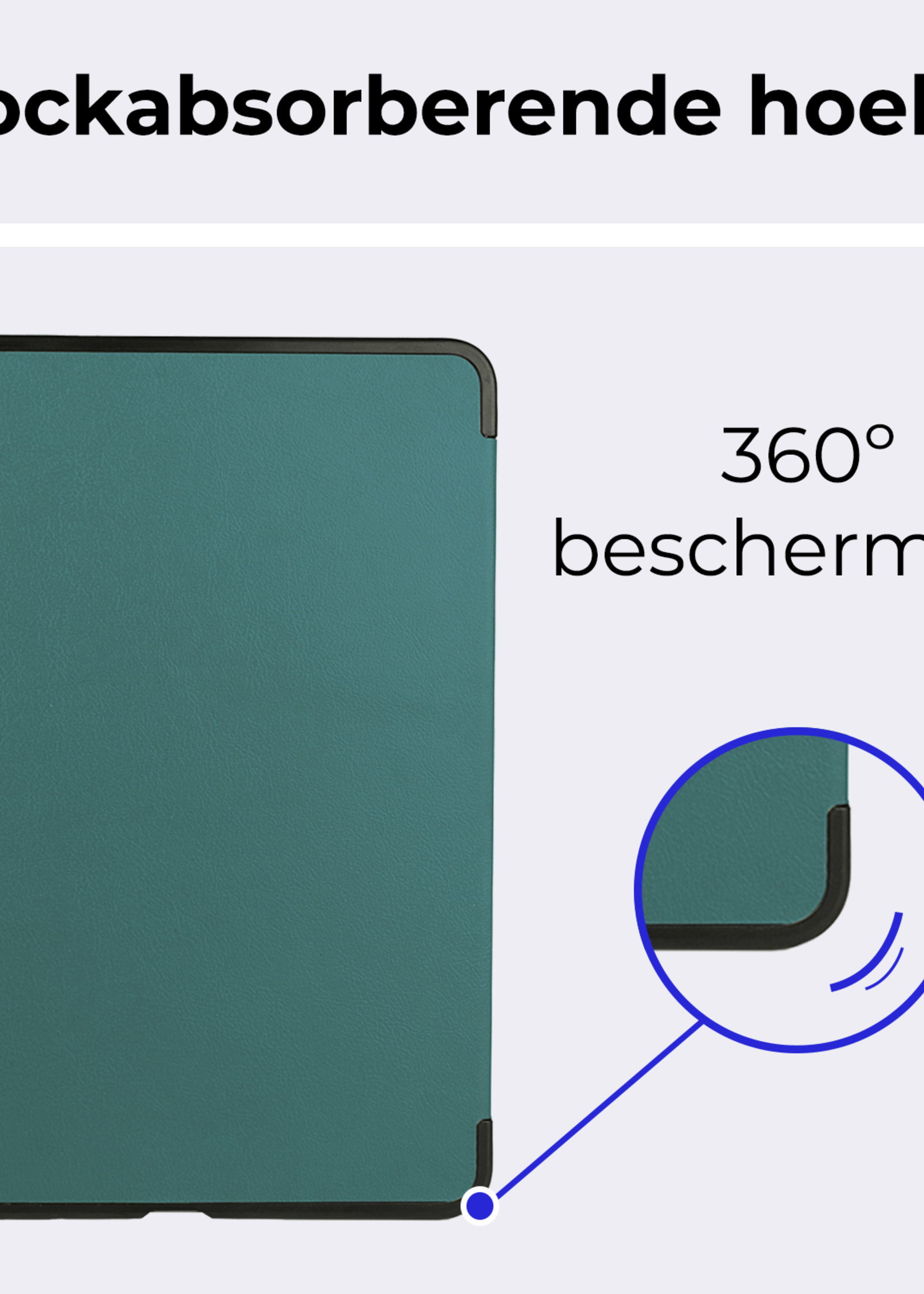 BTH Hoes Geschikt voor iPad Air 6 (13 inch) Hoes Book Case Hoesje Trifold Cover Met Screenprotector - Hoesje Geschikt voor iPad Air 2024 (13 inch) Hoesje Bookcase - Donkergroen