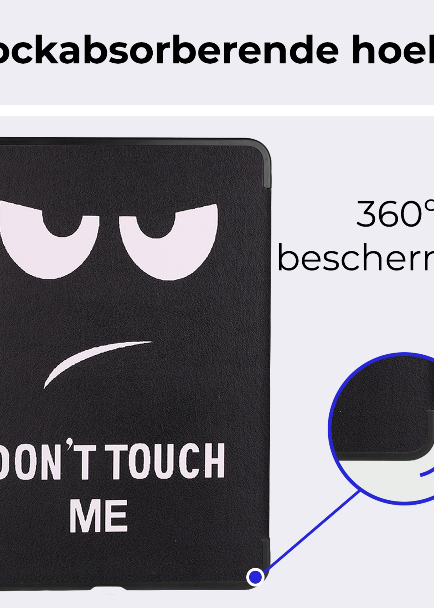 BTH Hoes Geschikt voor iPad Air 6 (13 inch) Hoes Book Case Hoesje Trifold Cover Met Uitsparing Geschikt voor Apple Pencil Met Screenprotector - Hoesje Geschikt voor iPad Air 2024 (13 inch) Hoesje Bookcase - Don't Touch Me
