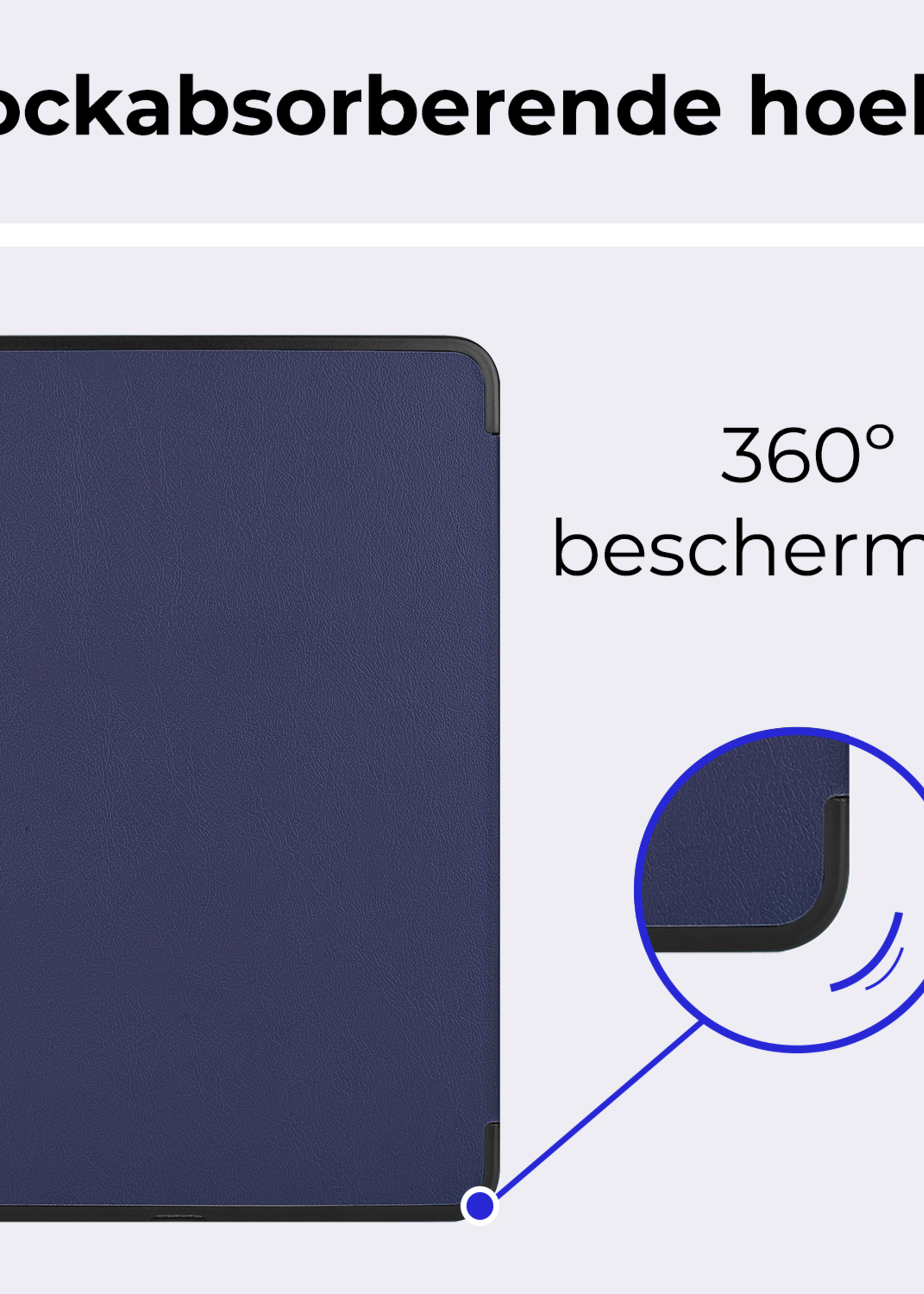BTH Hoes Geschikt voor iPad Pro 2024 (11 inch) Hoes Book Case Hoesje Trifold Cover Met Screenprotector - Hoesje Geschikt voor iPad Pro 2024 11 inch (7e generatie) Hoesje Bookcase - Donkerblauw