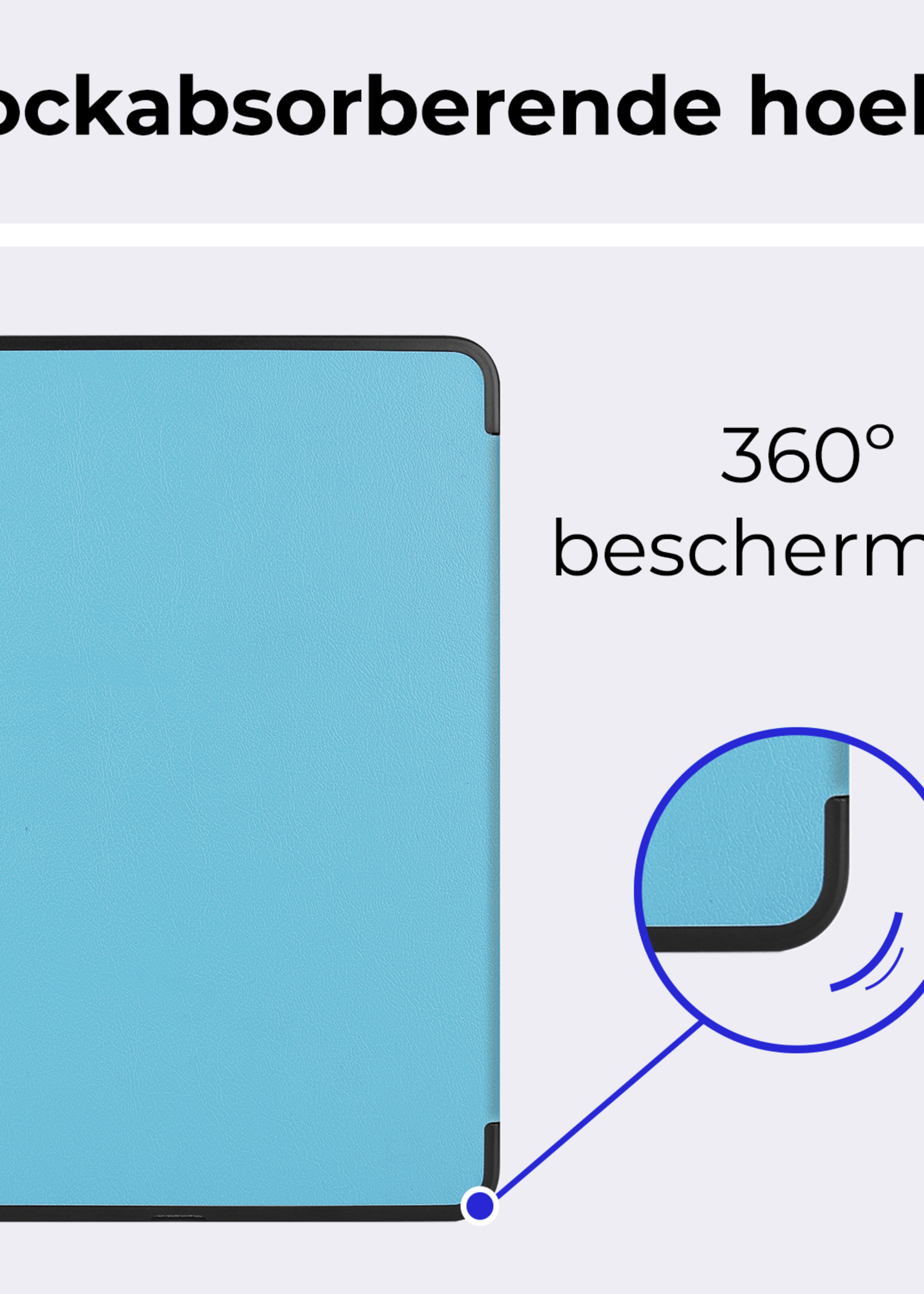 BTH Hoes Geschikt voor iPad Pro 2024 (11 inch) Hoes Book Case Hoesje Trifold Cover Met Screenprotector - Hoesje Geschikt voor iPad Pro 2024 11 inch (7e generatie) Hoesje Bookcase - Lichtblauw