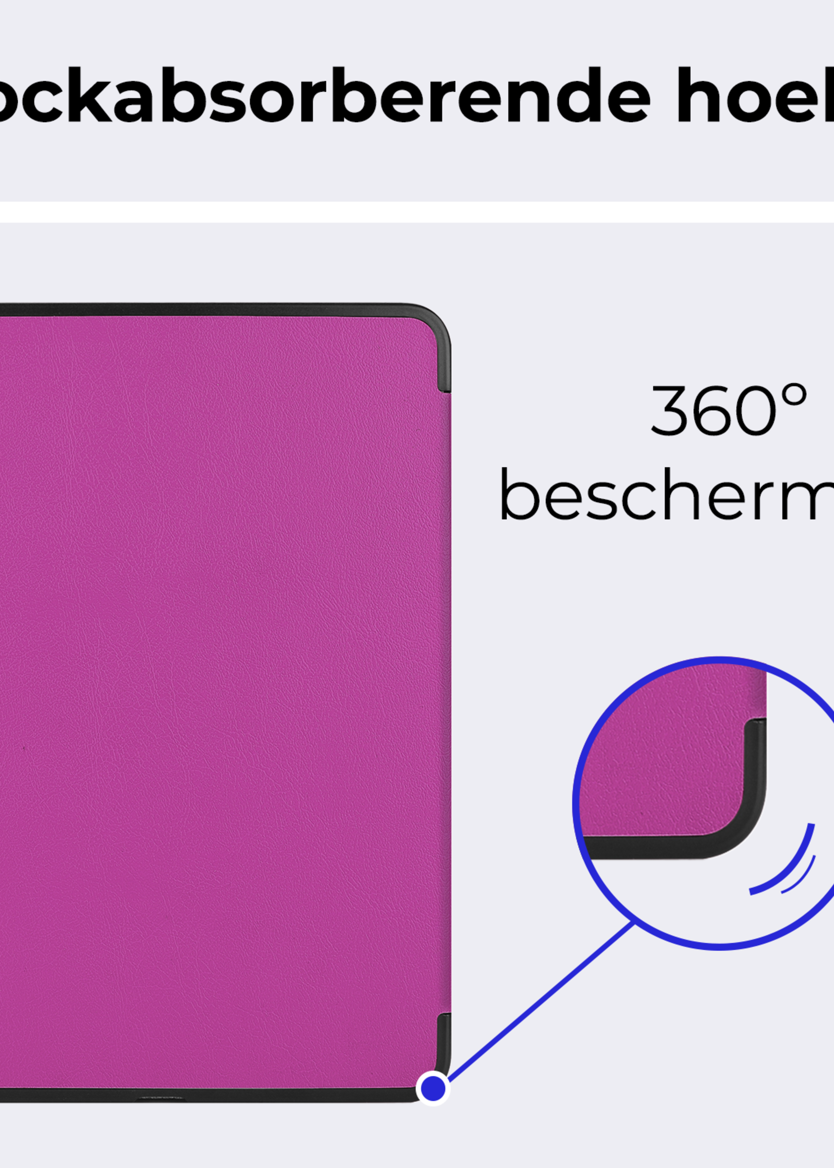 BTH Hoes Geschikt voor iPad Pro 2024 (11 inch) Hoes Book Case Hoesje Trifold Cover Met Screenprotector - Hoesje Geschikt voor iPad Pro 2024 11 inch (7e generatie) Hoesje Bookcase - Paars