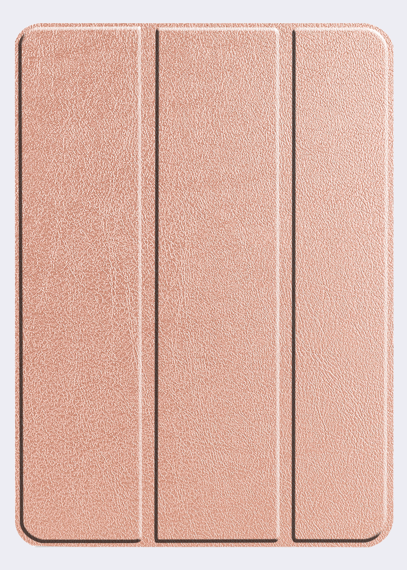 BTH Hoes Geschikt voor iPad Pro 2024 (11 inch) Hoes Book Case Hoesje Trifold Cover Met Screenprotector - Hoesje Geschikt voor iPad Pro 2024 11 inch (7e generatie) Hoesje Bookcase - Rosé goud