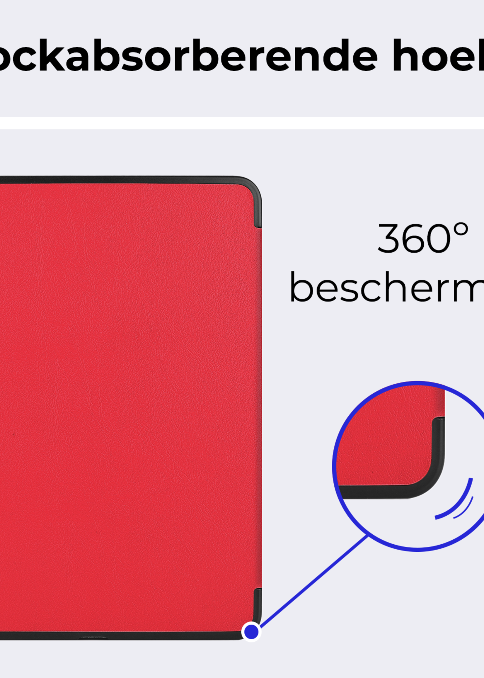 BTH Hoes Geschikt voor iPad Pro 2024 (13 inch) Hoes Book Case Hoesje Trifold Cover Met Screenprotector - Hoesje Geschikt voor iPad Pro 2024 13 inch (7e generatie) Hoesje Bookcase - Rood
