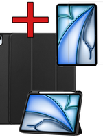 BTH BTH iPad Air 6 (13 inch) Hoesje Met Uitsparing Apple Pencil Met Screenprotector - Zwart