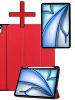 BTH BTH iPad Air 6 (13 inch) Hoesje Met Uitsparing Apple Pencil Met Screenprotector - Rood