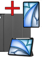 BTH BTH iPad Air 6 (13 inch) Hoesje Met Uitsparing Apple Pencil Met Screenprotector - Grijs