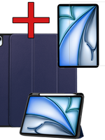 BTH BTH iPad Air 6 (13 inch) Hoesje Met Uitsparing Apple Pencil Met Screenprotector - Donkerblauw