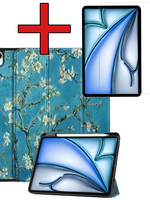 BTH BTH iPad Air 6 (13 inch) Hoesje Met Uitsparing Apple Pencil Met Screenprotector - Bloemen