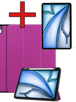 BTH BTH iPad Air 6 (11 inch) Hoesje Met Uitsparing Apple Pencil Met Screenprotector - Paars