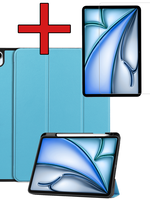BTH BTH iPad Air 6 (11 inch) Hoesje Met Uitsparing Apple Pencil Met Screenprotector - Lichtblauw