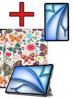 BTH BTH iPad Air 6 (11 inch) Hoesje Met Screenprotector - Vlinders