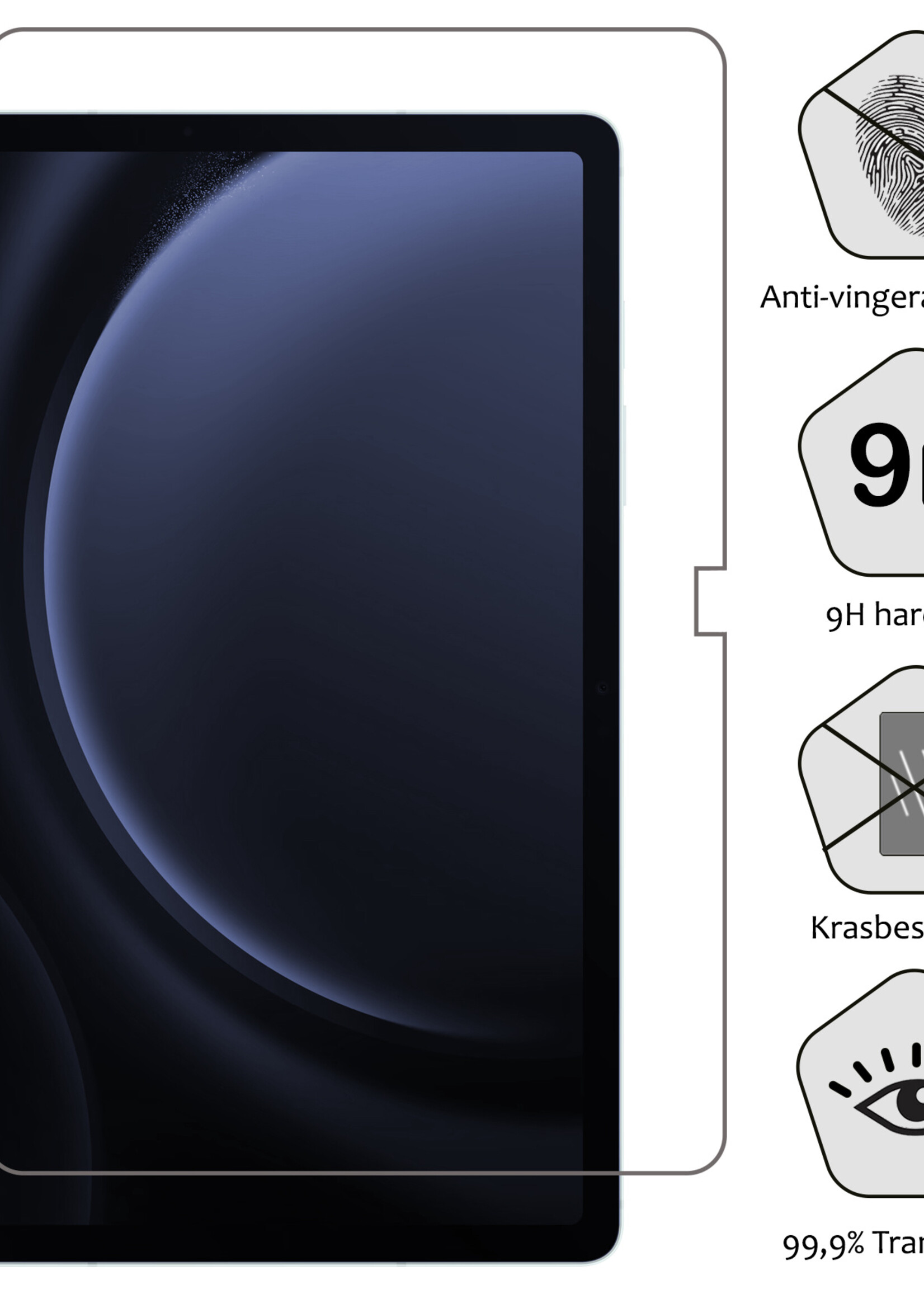 BTH Hoes Geschikt voor Samsung Galaxy Tab S9 FE Plus Hoes Book Case Hoesje Trifold Cover Met Uitsparing Geschikt voor S Pen Met Screenprotector - Hoesje Geschikt voor Samsung Tab S9 FE Plus Hoesje Bookcase - Rood