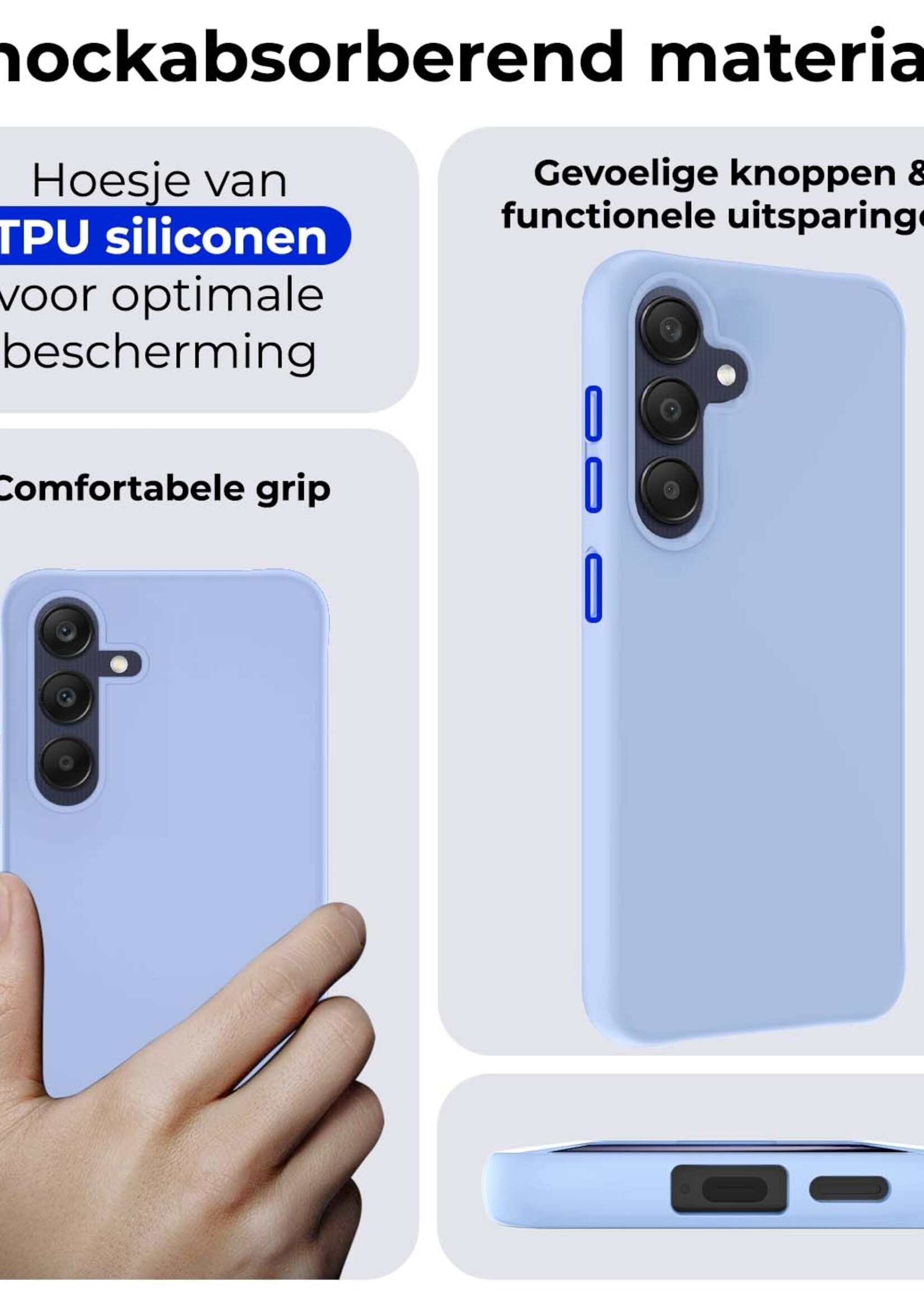 BTH Hoesje Geschikt voor Samsung A25 Hoesje Siliconen Case Hoes - Hoes Geschikt voor Samsung Galaxy A25 Hoes Cover Case - Lichtblauw