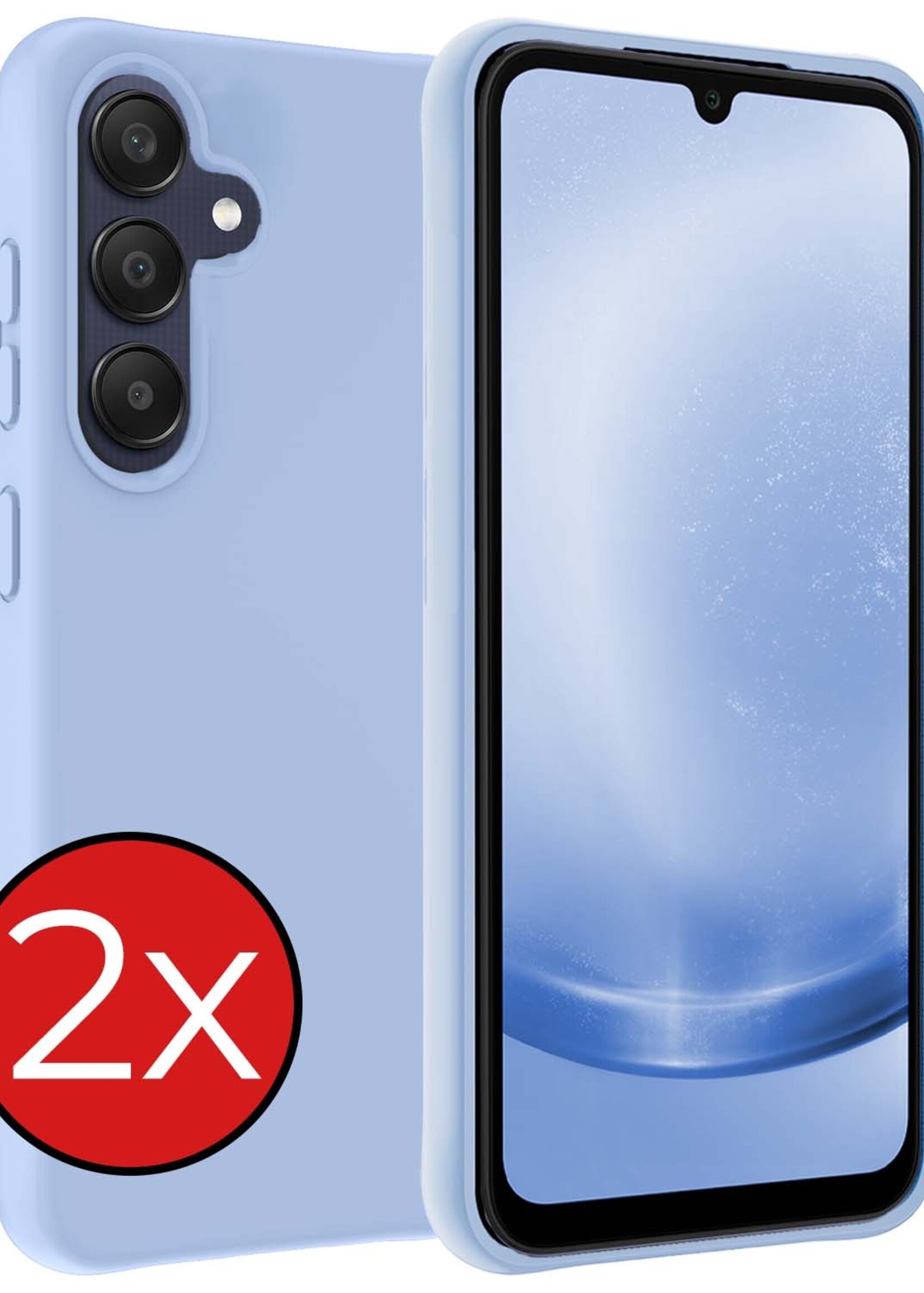 BTH Hoesje Geschikt voor Samsung A25 Hoesje Siliconen Case Hoes - Hoes Geschikt voor Samsung Galaxy A25 Hoes Cover Case - Lichtblauw - 2 PACK