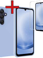 BTH BTH Samsung Galaxy A25 Hoesje Siliconen Met Screenprotector - Lichtblauw