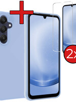BTH BTH Samsung Galaxy A25 Hoesje Siliconen Met 2x Screenprotector - Lichtblauw