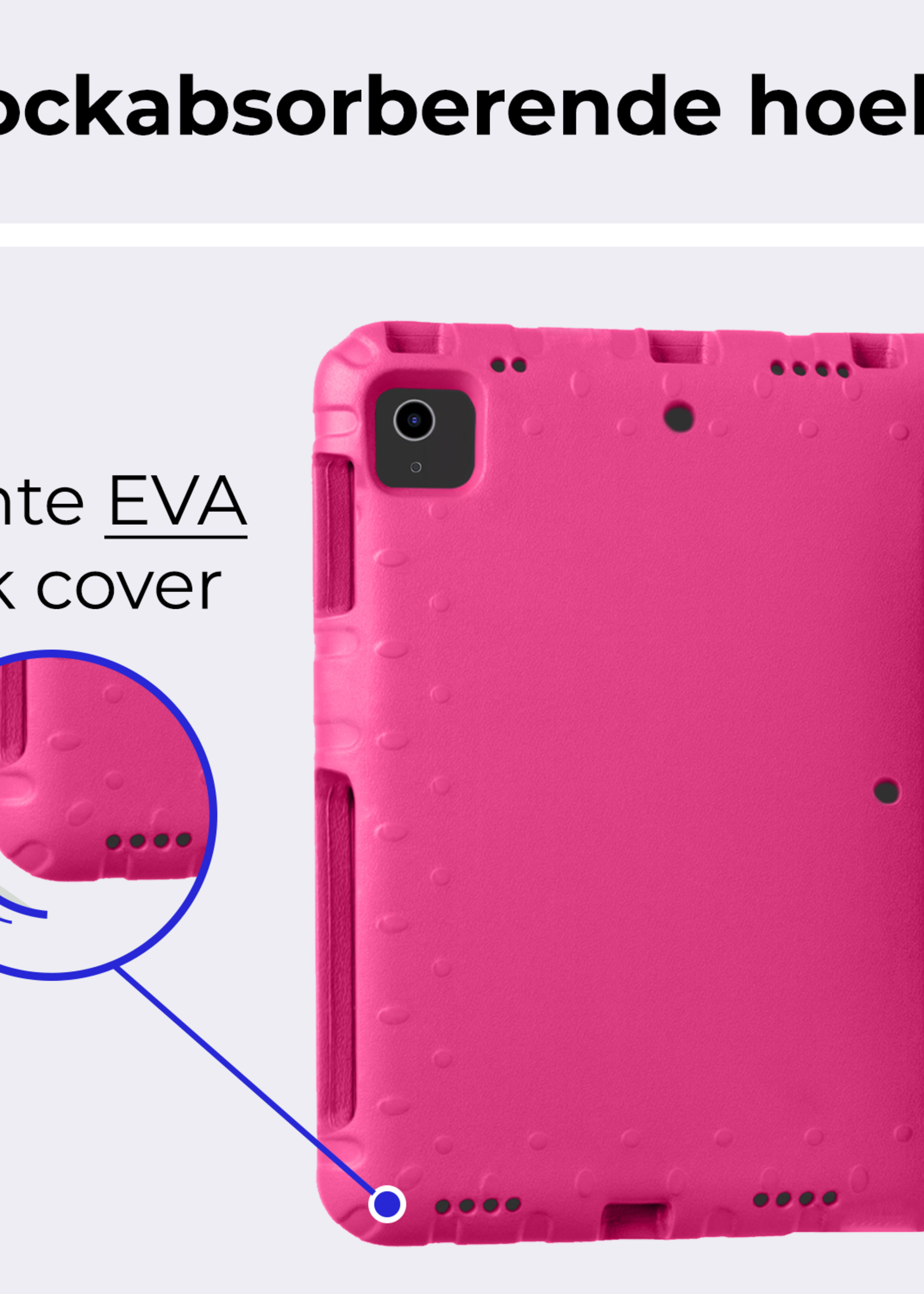 BTH Kinderhoes Geschikt voor iPad Air 6 (11 inch) Hoes Kinder Hoesje Kids Case Cover Kidsproof Met 2x Screenprotector - Hoesje Geschikt voor iPad Air 2024 (11 inch) Hoesje Kinder Hoes - Roze