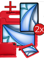 BTH BTH iPad Air 6 (11 inch) Kinderhoes Met 2x Screenprotector - Rood