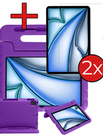 BTH BTH iPad Air 6 (11 inch) Kinderhoes Met 2x Screenprotector - Paars
