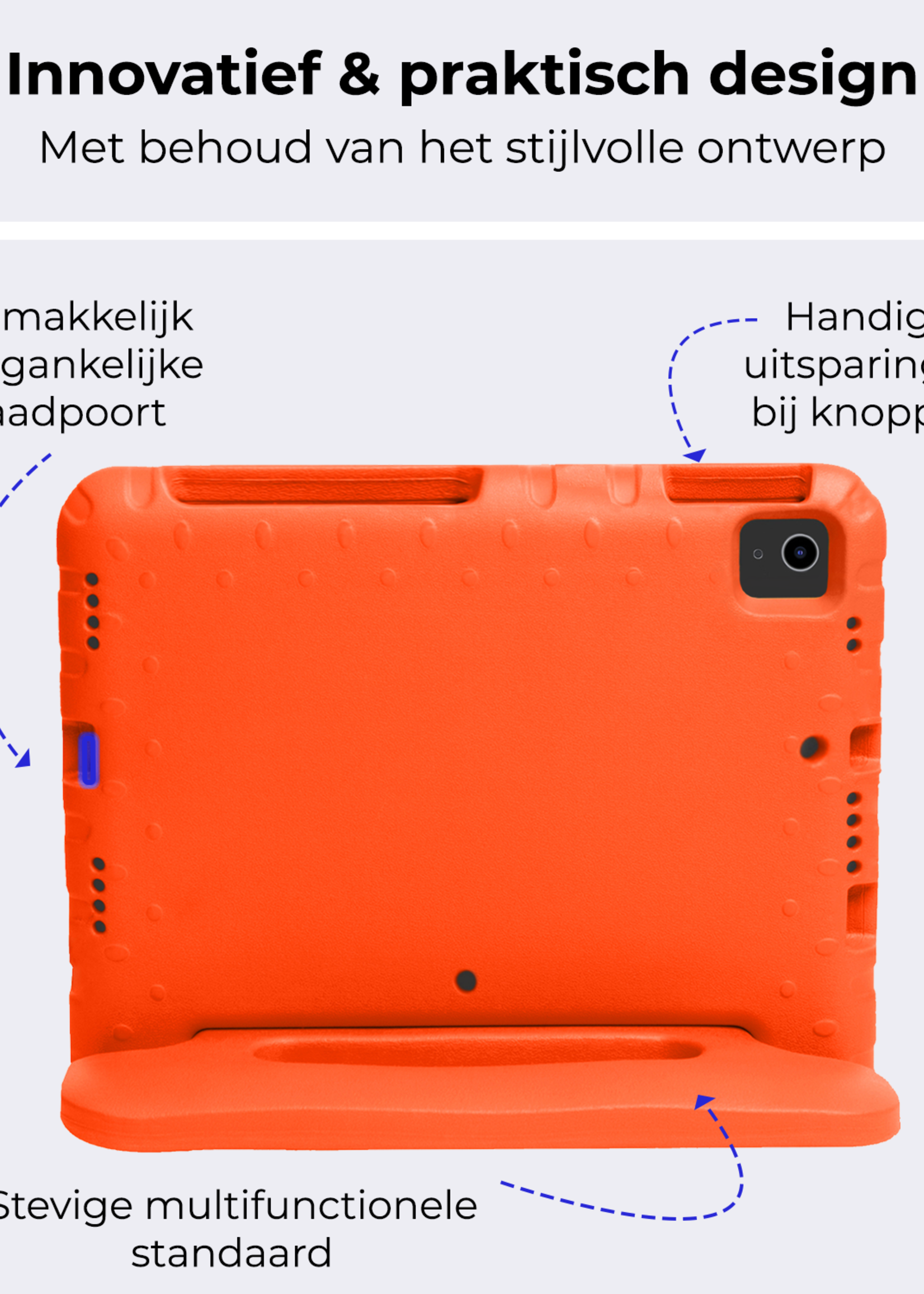 BTH Kinderhoes Geschikt voor iPad Air 6 (11 inch) Hoes Kinder Hoesje Kids Case Cover Kidsproof Met 2x Screenprotector - Hoesje Geschikt voor iPad Air 2024 (11 inch) Hoesje Kinder Hoes - Oranje