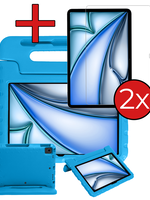 BTH BTH iPad Air 6 (11 inch) Kinderhoes Met 2x Screenprotector - Blauw