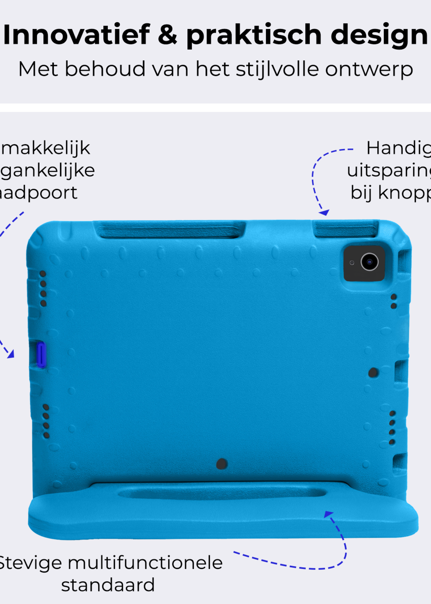 BTH Kinderhoes Geschikt voor iPad Air 6 (11 inch) Hoes Kinder Hoesje Kids Case Cover Kidsproof Met 2x Screenprotector - Hoesje Geschikt voor iPad Air 2024 (11 inch) Hoesje Kinder Hoes - Blauw