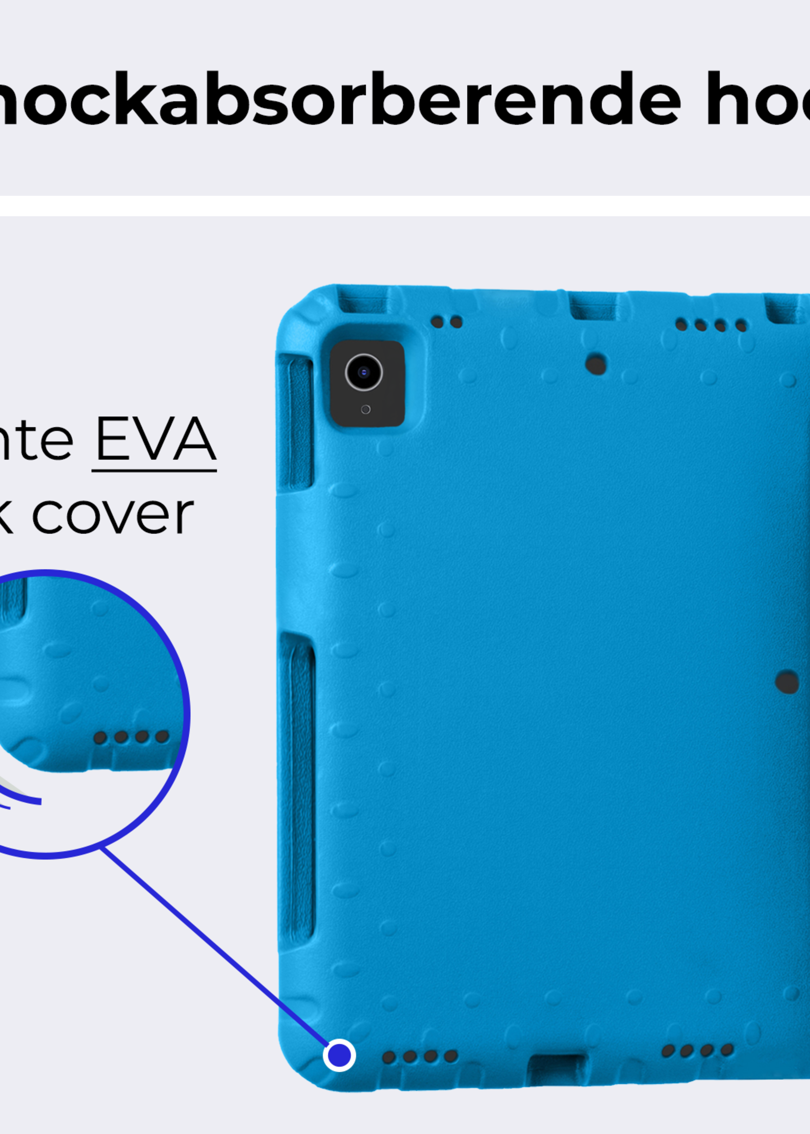 BTH Kinderhoes Geschikt voor iPad Air 6 (11 inch) Hoes Kinder Hoesje Kids Case Cover Kidsproof Met 2x Screenprotector - Hoesje Geschikt voor iPad Air 2024 (11 inch) Hoesje Kinder Hoes - Blauw