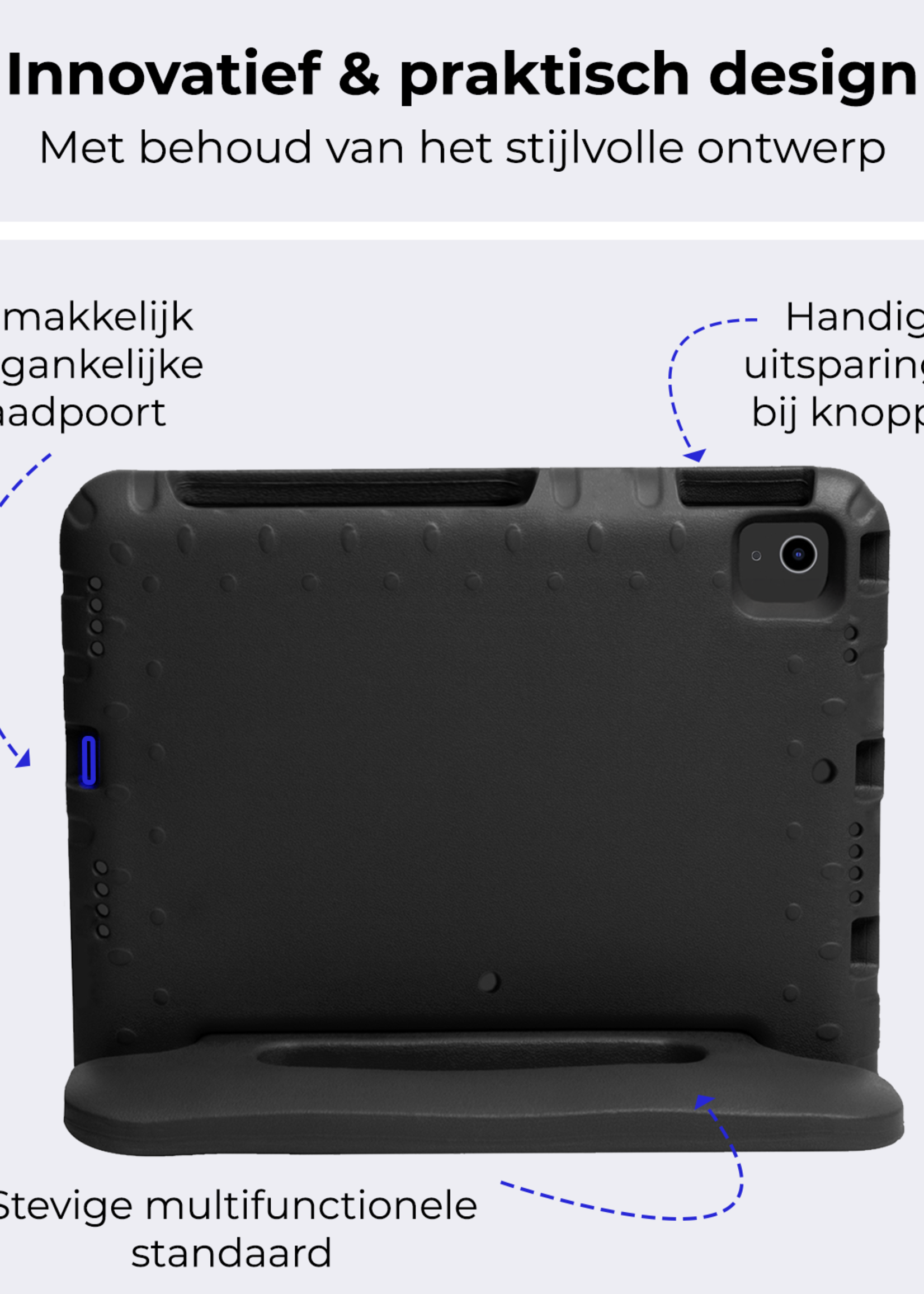 BTH Kinderhoes Geschikt voor iPad Air 6 (11 inch) Hoes Kinder Hoesje Kids Case Cover Kidsproof Met Screenprotector - Hoesje Geschikt voor iPad Air 2024 (11 inch) Hoesje Kinder Hoes - Zwart