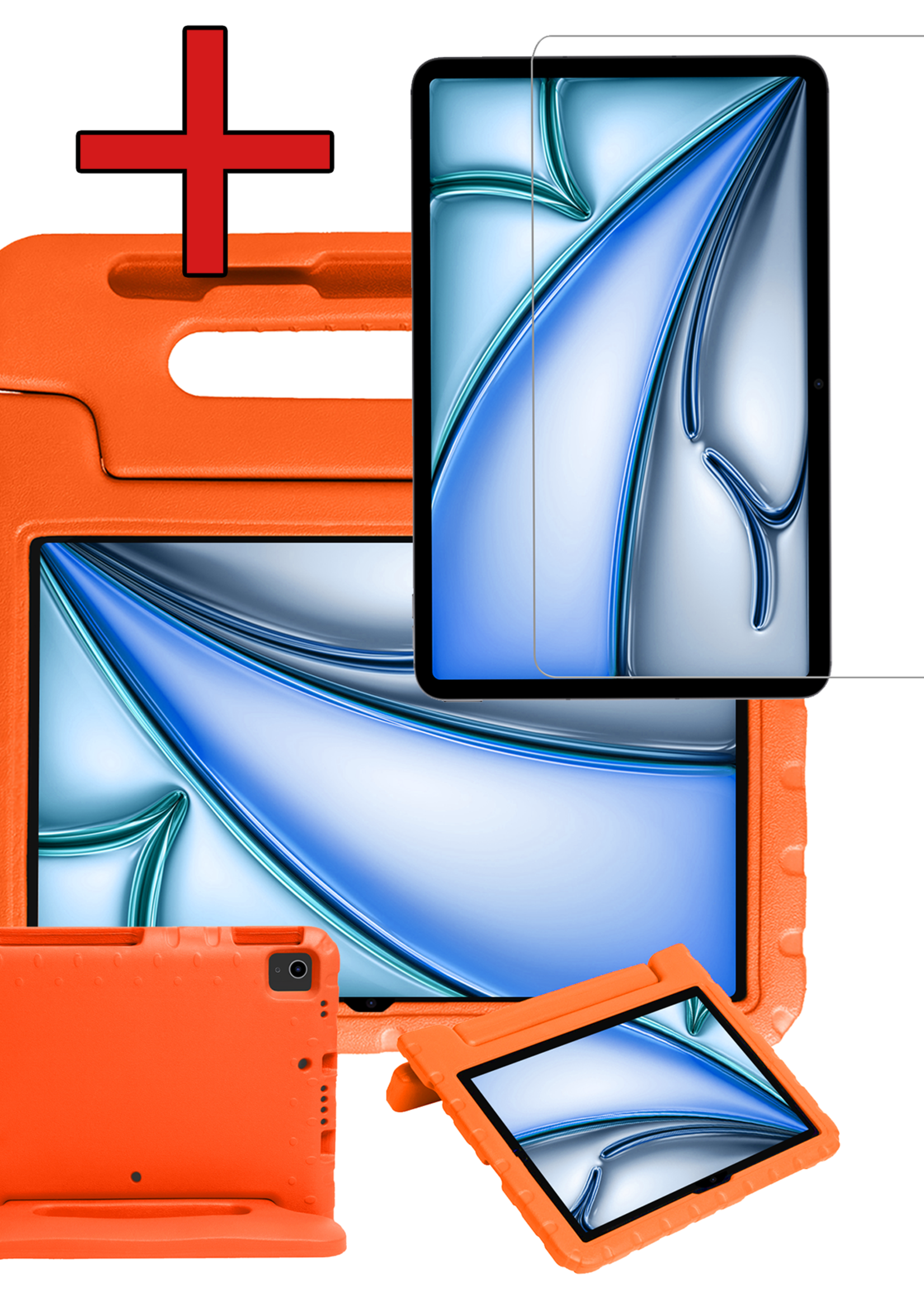 BTH Kinderhoes Geschikt voor iPad Air 6 (11 inch) Hoes Kinder Hoesje Kids Case Cover Kidsproof Met Screenprotector - Hoesje Geschikt voor iPad Air 2024 (11 inch) Hoesje Kinder Hoes - Oranje