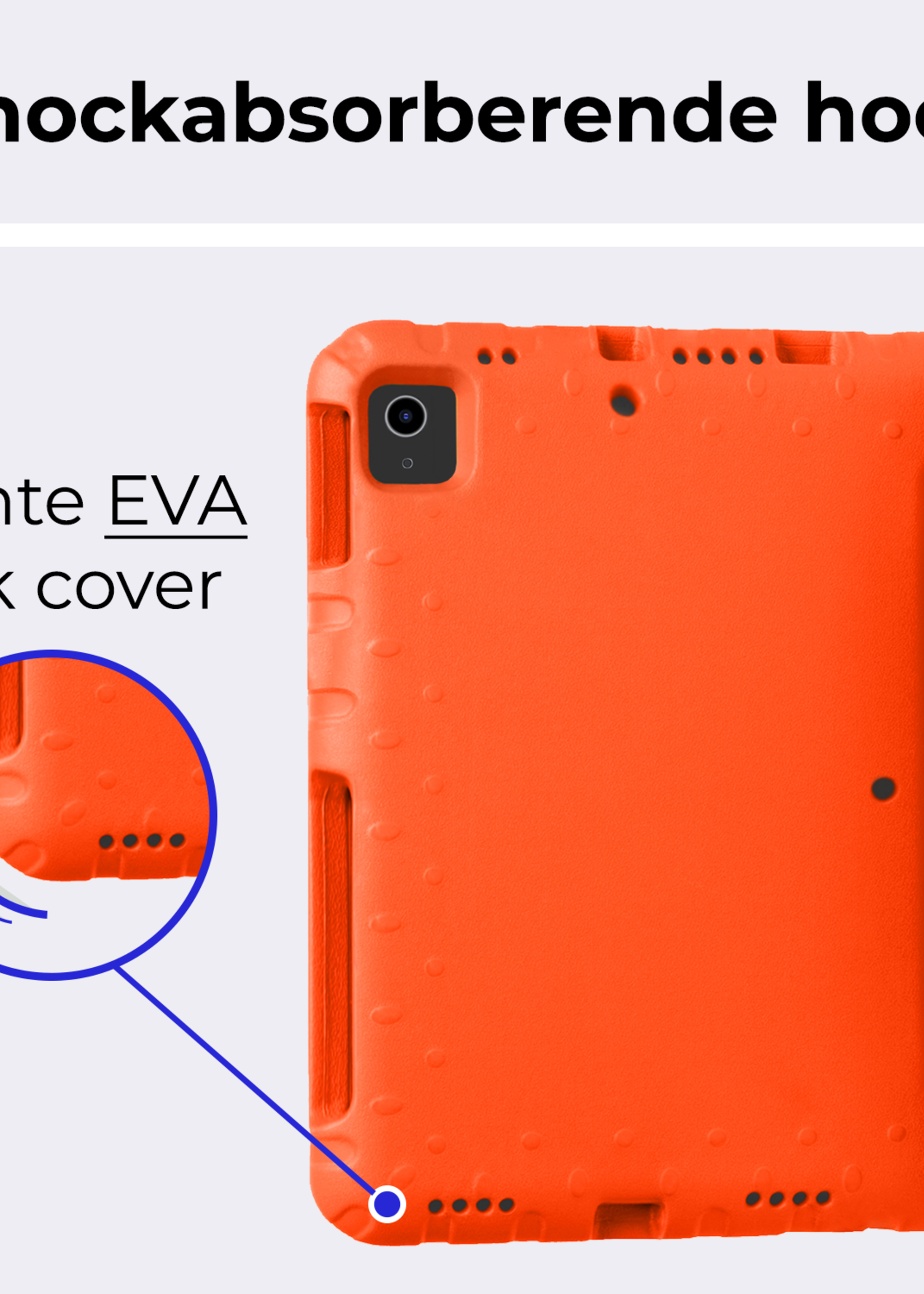 BTH Kinderhoes Geschikt voor iPad Air 6 (11 inch) Hoes Kinder Hoesje Kids Case Cover Kidsproof Met Screenprotector - Hoesje Geschikt voor iPad Air 2024 (11 inch) Hoesje Kinder Hoes - Oranje