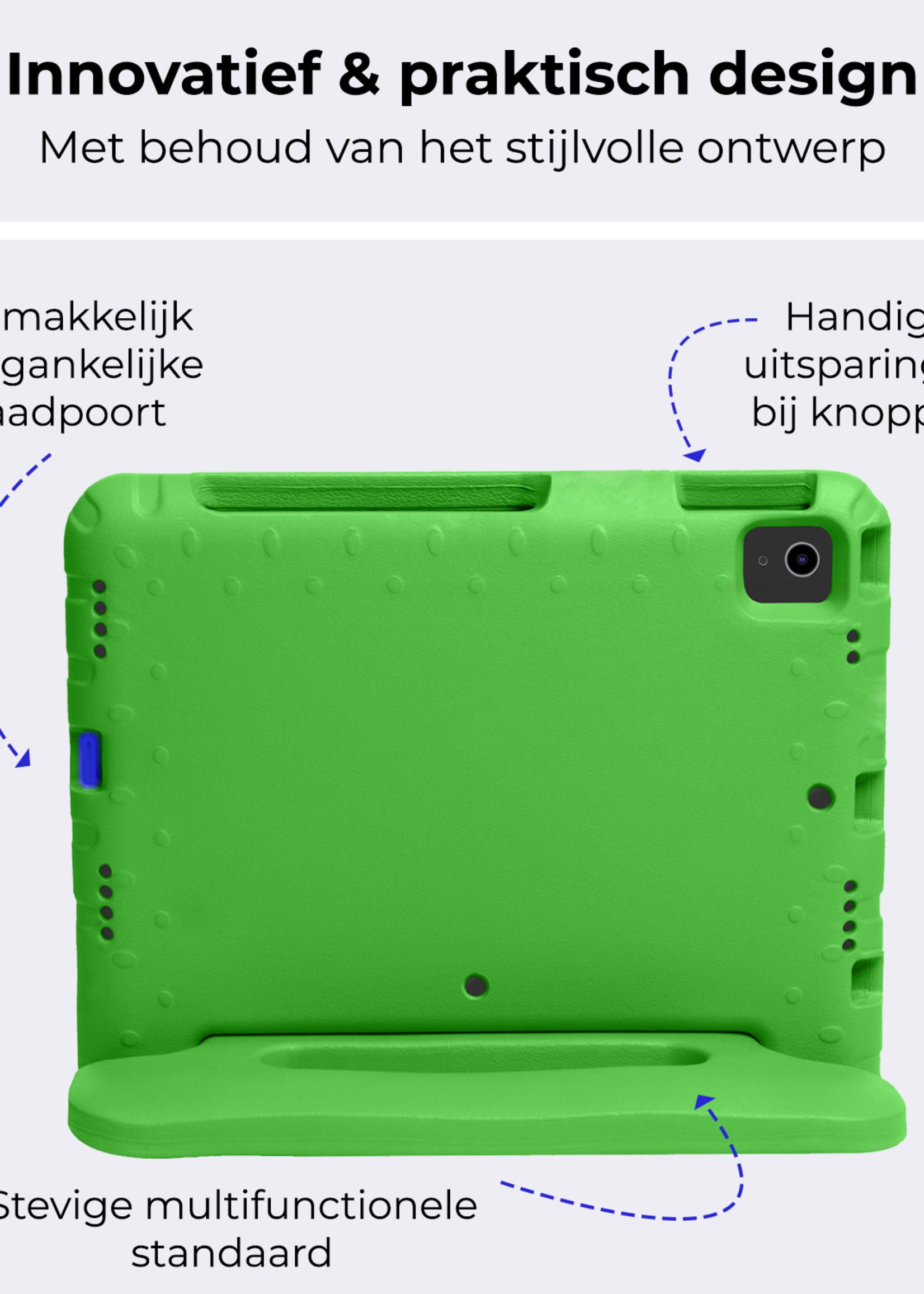BTH Kinderhoes Geschikt voor iPad Air 6 (11 inch) Hoes Kinder Hoesje Kids Case Cover Kidsproof Met Screenprotector - Hoesje Geschikt voor iPad Air 2024 (11 inch) Hoesje Kinder Hoes - Groen