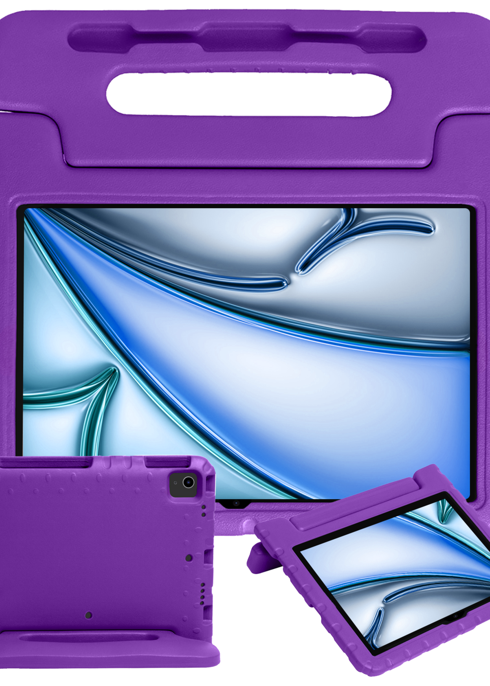 BTH Kinderhoes Geschikt voor iPad Air 6 (11 inch) Hoes Kinder Hoesje Kids Case Cover Kidsproof - Hoesje Geschikt voor iPad Air 2024 (11 inch) Hoesje Kinder Hoes - Paars