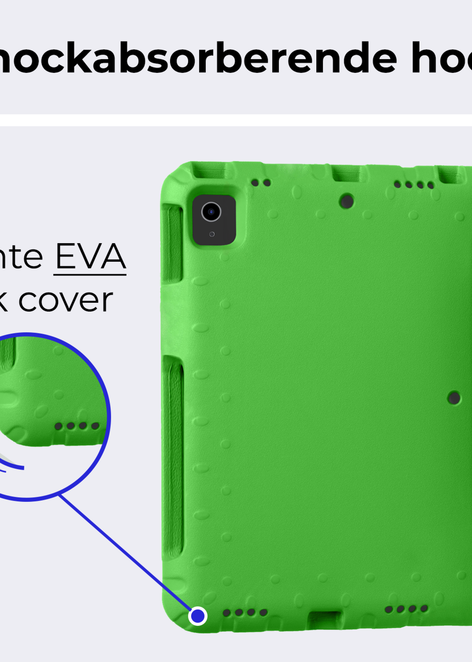 BTH Kinderhoes Geschikt voor iPad Air 6 (11 inch) Hoes Kinder Hoesje Kids Case Cover Kidsproof - Hoesje Geschikt voor iPad Air 2024 (11 inch) Hoesje Kinder Hoes - Groen