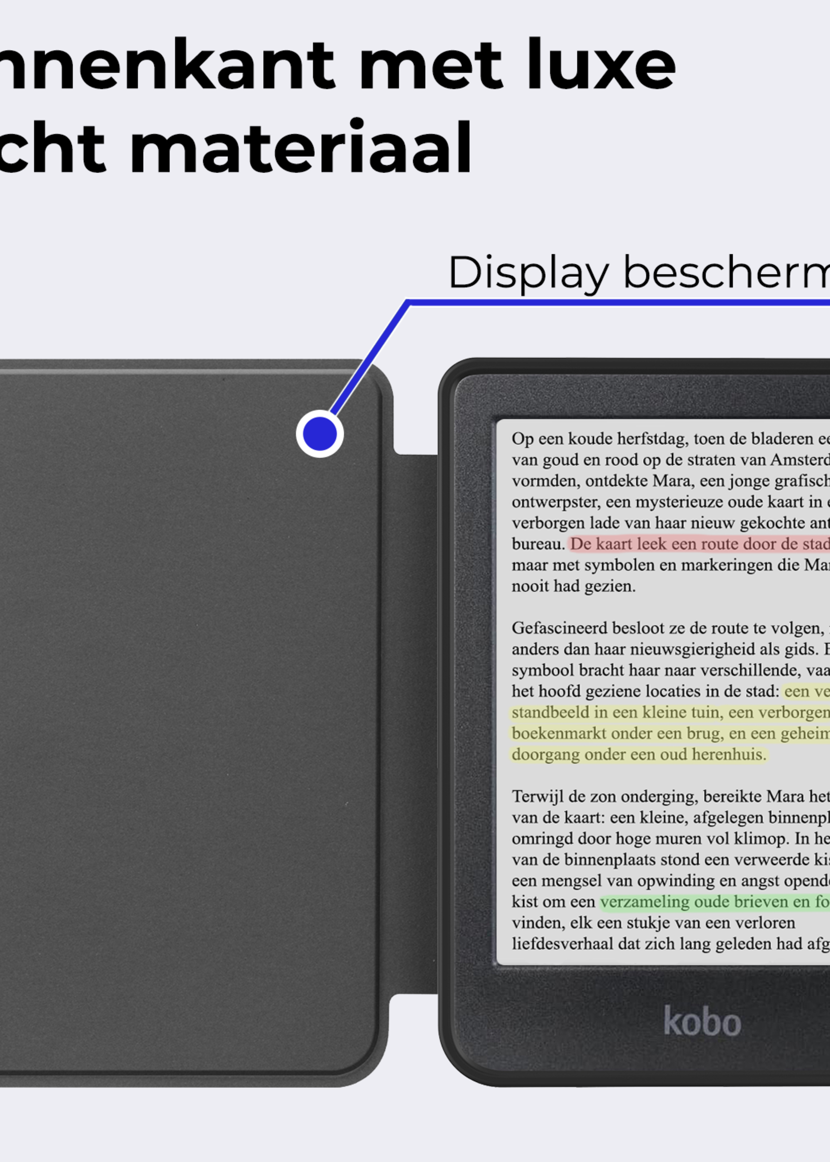 BTH Hoesje Geschikt voor Kobo Clara Colour Hoesje Luxe Bescherm Case - Hoes Geschikt voor Kobo Clara Colour Hoes Book Cover - Donkerblauw