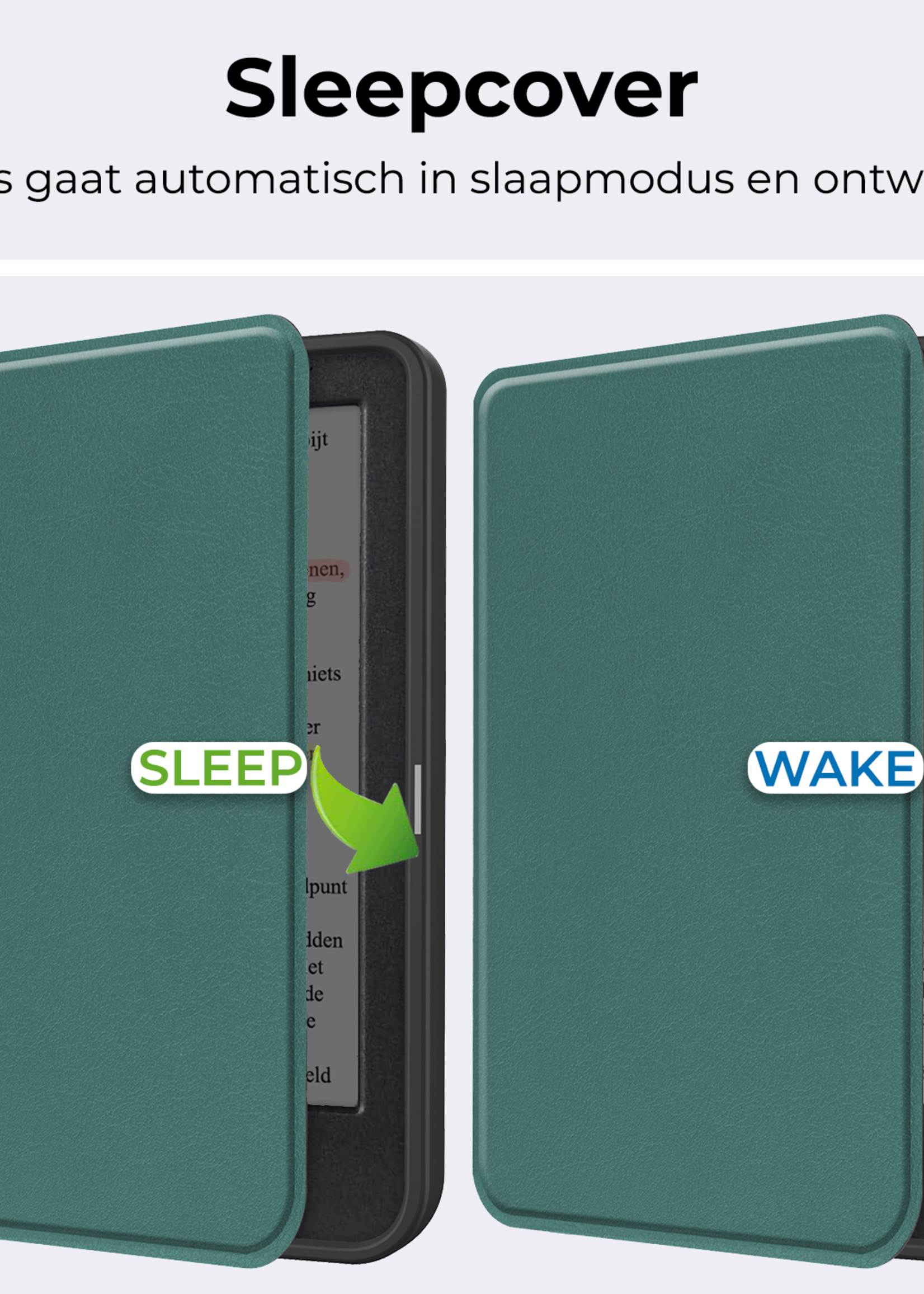 BTH Hoesje Geschikt voor Kobo Clara Colour Hoesje Luxe Bescherm Case - Hoes Geschikt voor Kobo Clara Colour Hoes Book Cover - Donkergroen