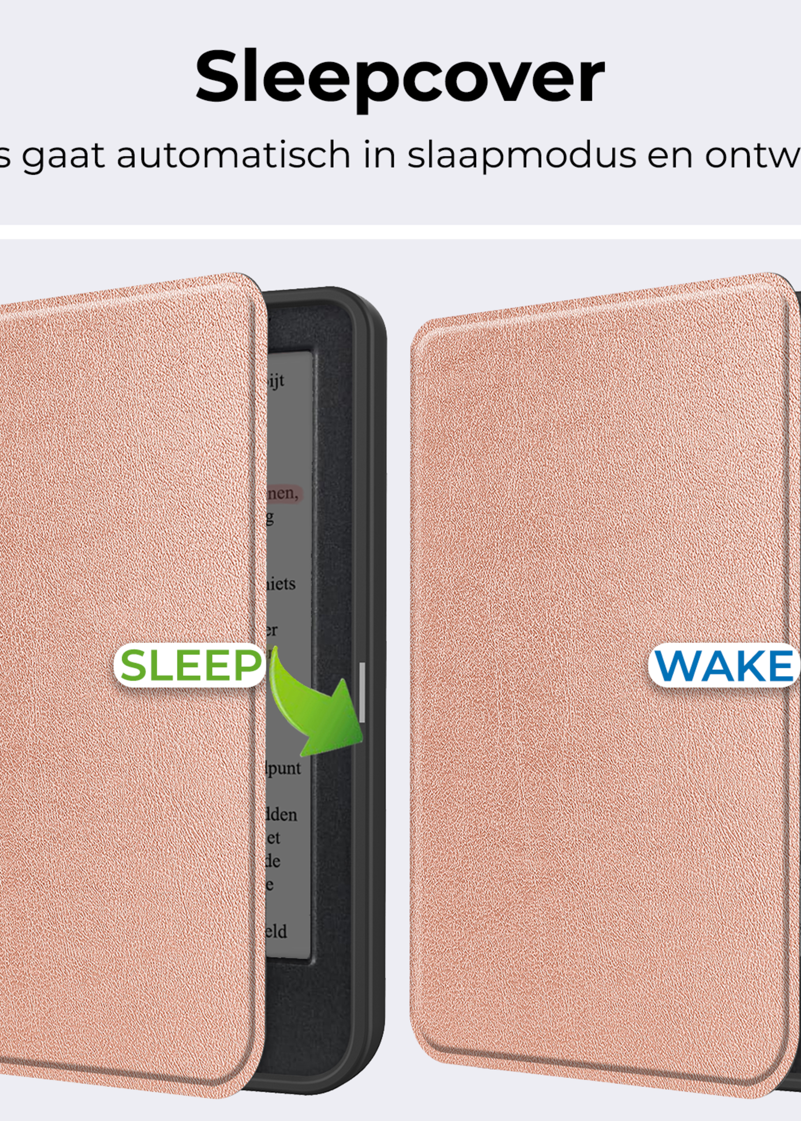 BTH Hoesje Geschikt voor Kobo Clara Colour Hoesje Luxe Bescherm Case - Hoes Geschikt voor Kobo Clara Colour Hoes Book Cover - Rosé Goud