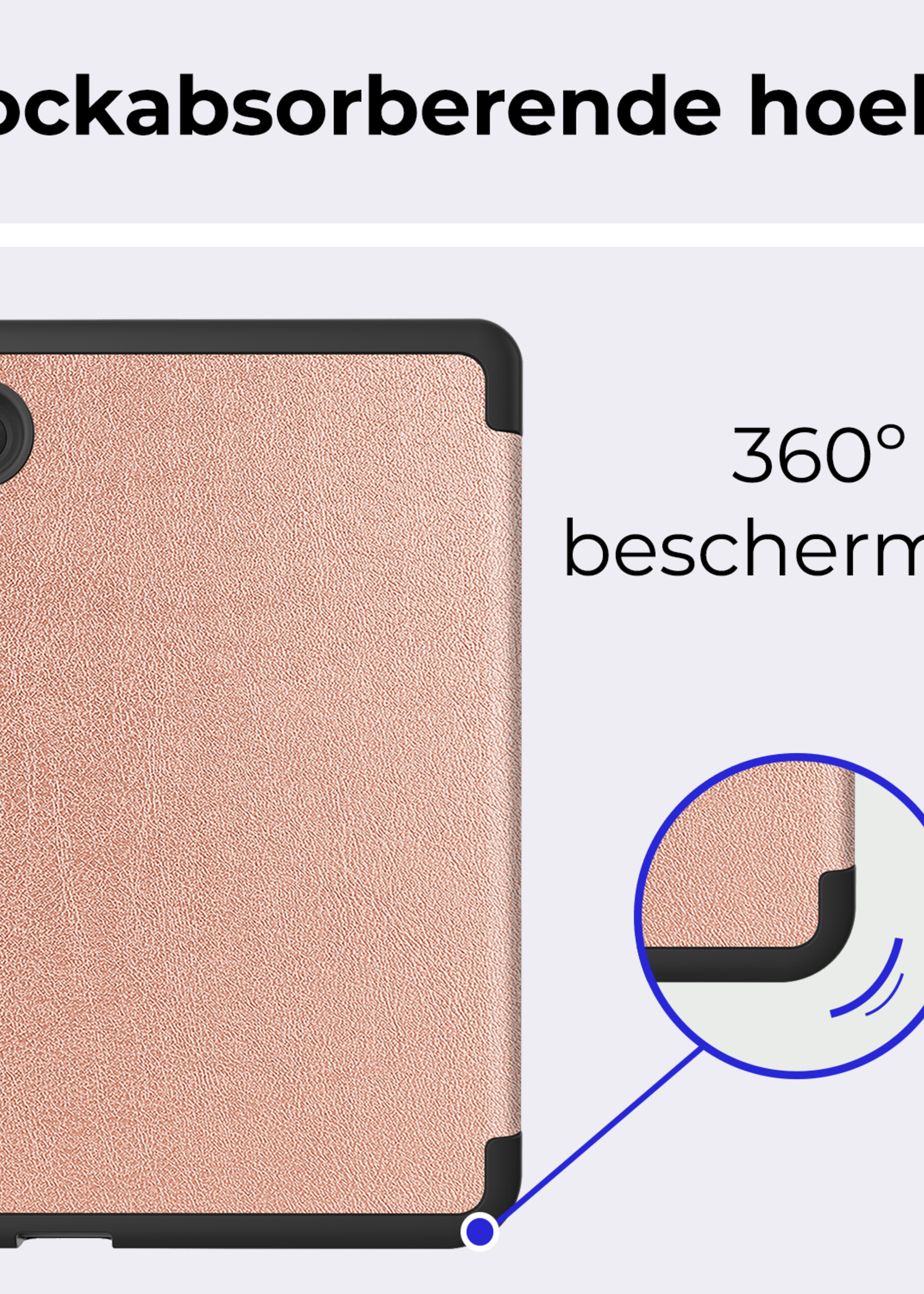 BTH Hoesje Geschikt voor Kobo Clara Colour Hoesje Luxe Bescherm Case - Hoes Geschikt voor Kobo Clara Colour Hoes Book Cover - Rosé Goud