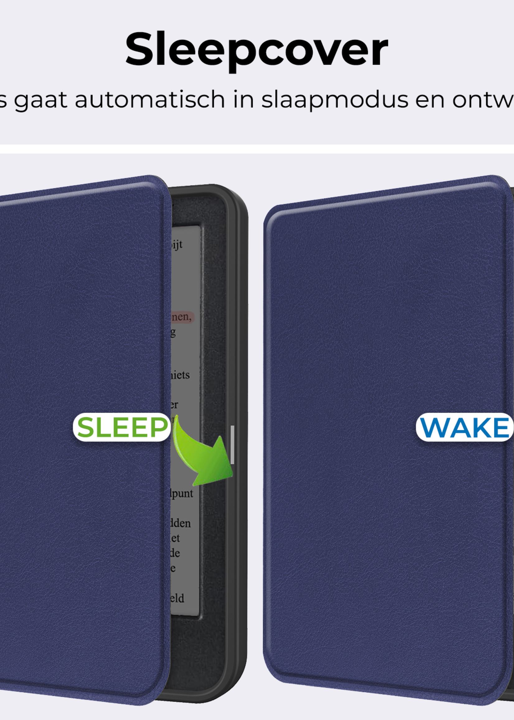 BTH Hoesje Geschikt voor Kobo Clara Colour Hoesje Luxe Bescherm Case Met Screenprotector - Hoes Geschikt voor Kobo Clara Colour Hoes Book Cover - Donkerblauw