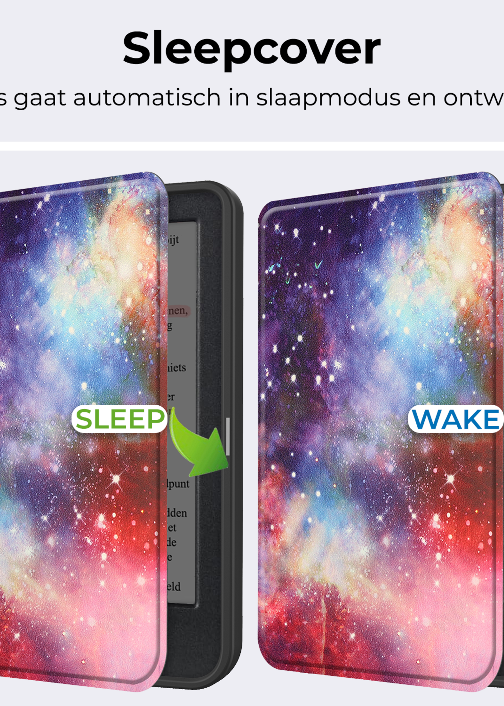 BTH Hoesje Geschikt voor Kobo Clara Colour Hoesje Luxe Bescherm Case Met Screenprotector - Hoes Geschikt voor Kobo Clara Colour Hoes Book Cover - Galaxy