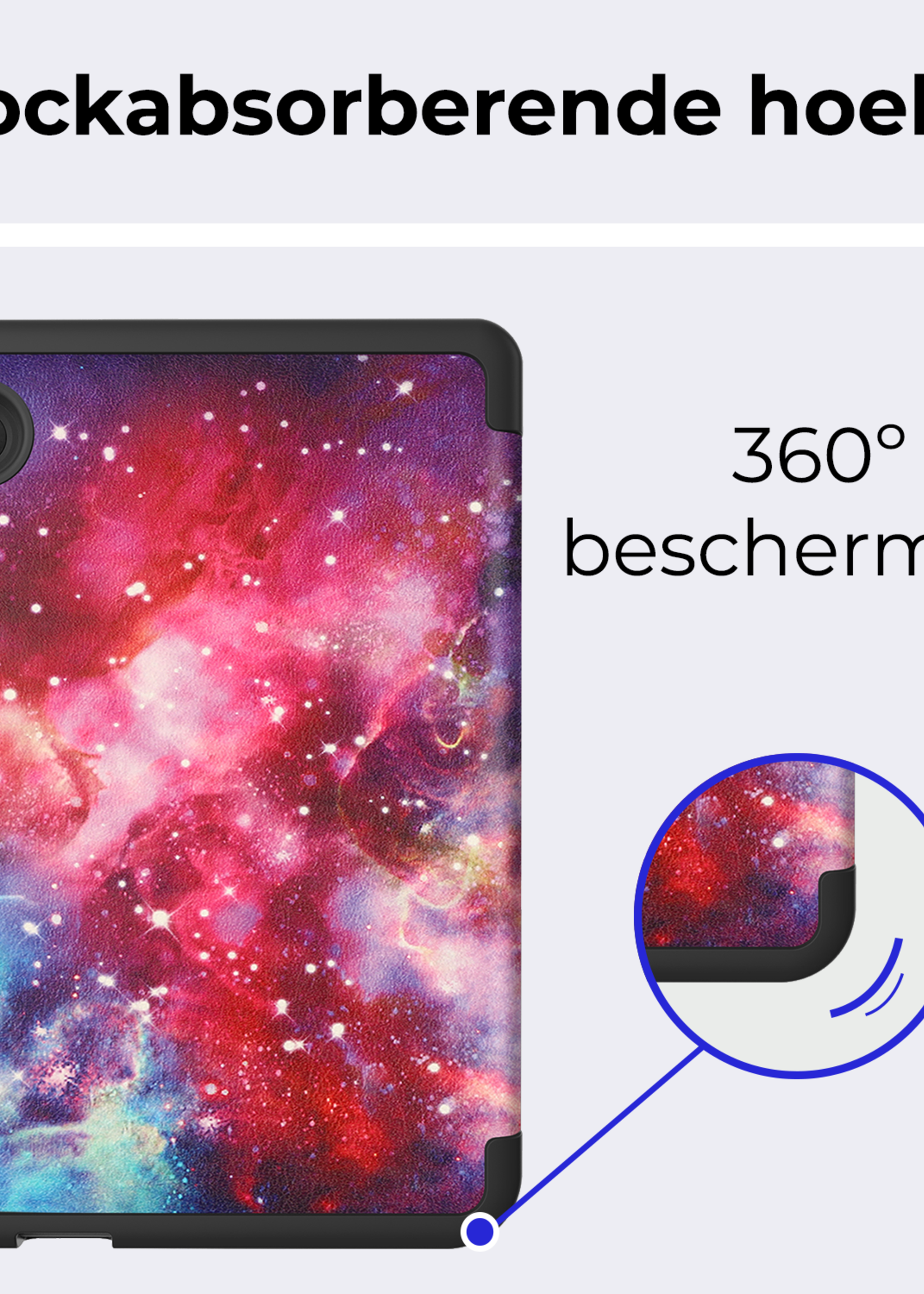 BTH Hoesje Geschikt voor Kobo Clara Colour Hoesje Luxe Bescherm Case Met Screenprotector - Hoes Geschikt voor Kobo Clara Colour Hoes Book Cover - Galaxy