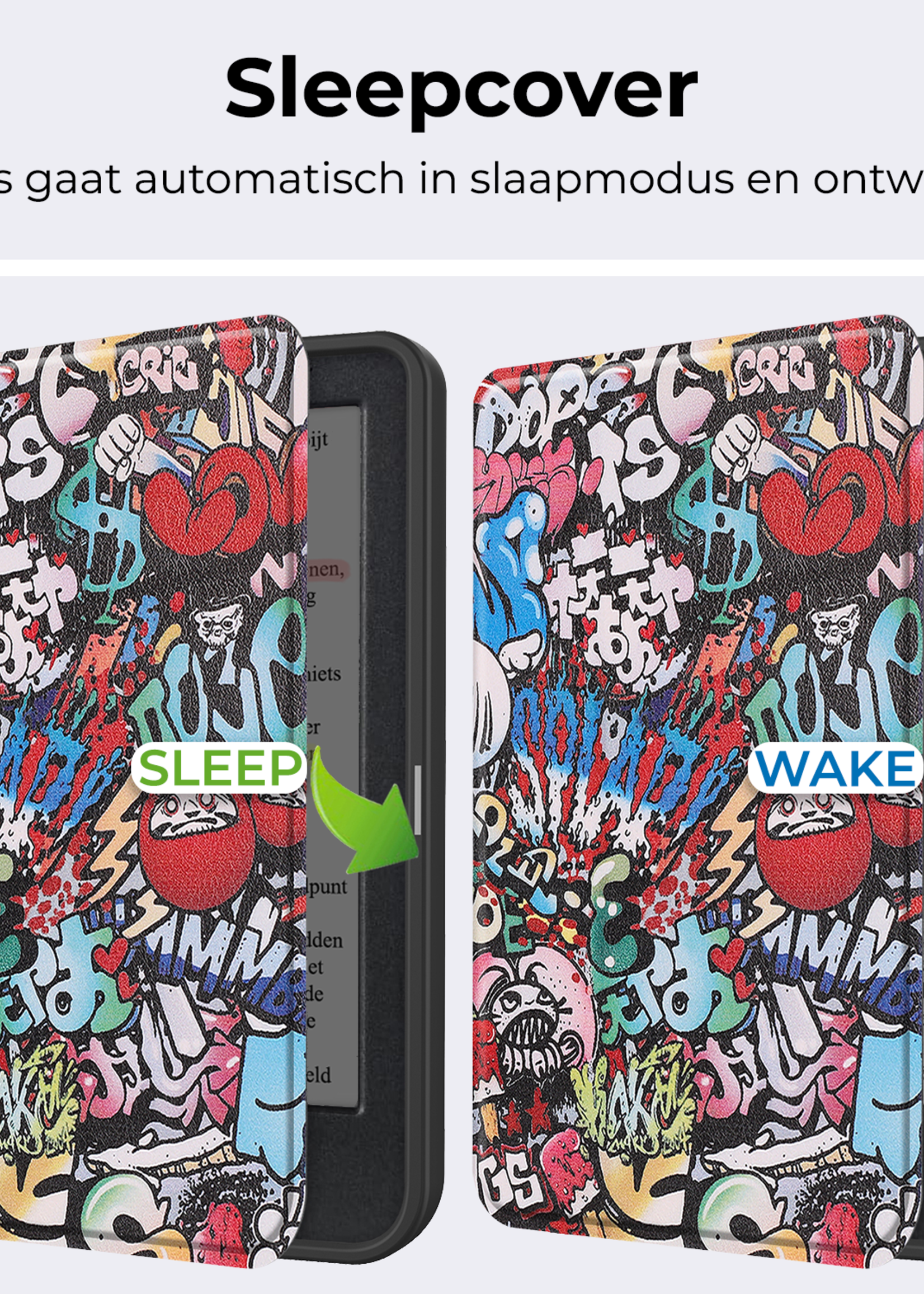 BTH Hoesje Geschikt voor Kobo Clara Colour Hoesje Luxe Bescherm Case Met Screenprotector - Hoes Geschikt voor Kobo Clara Colour Hoes Book Cover - Graffity